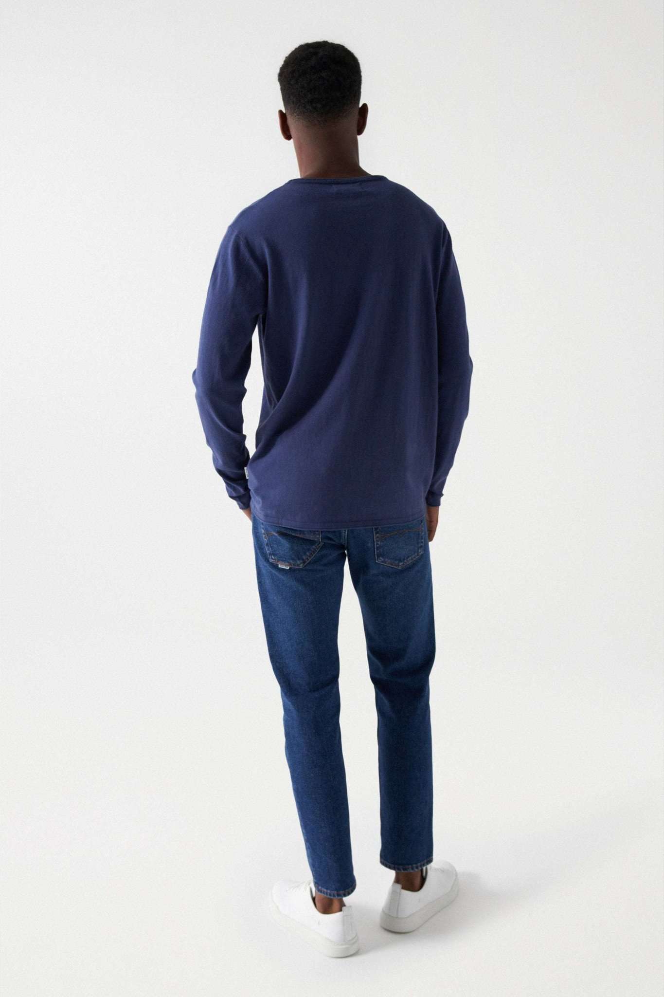 Basic Light Knit Sweater in Medium Blue Pullover Salsa Jeans   