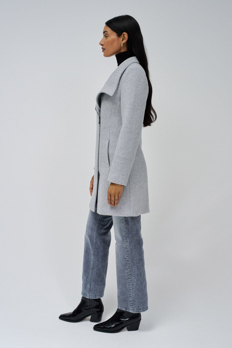 Wool Coat With Fur Collar in Medium Grey Jacken Salsa Jeans   