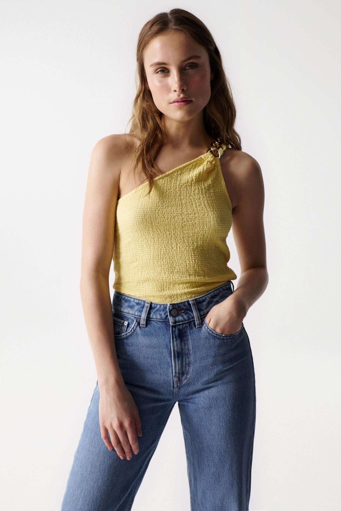 Detailed Top in Light Yellow Tops Salsa Jeans   