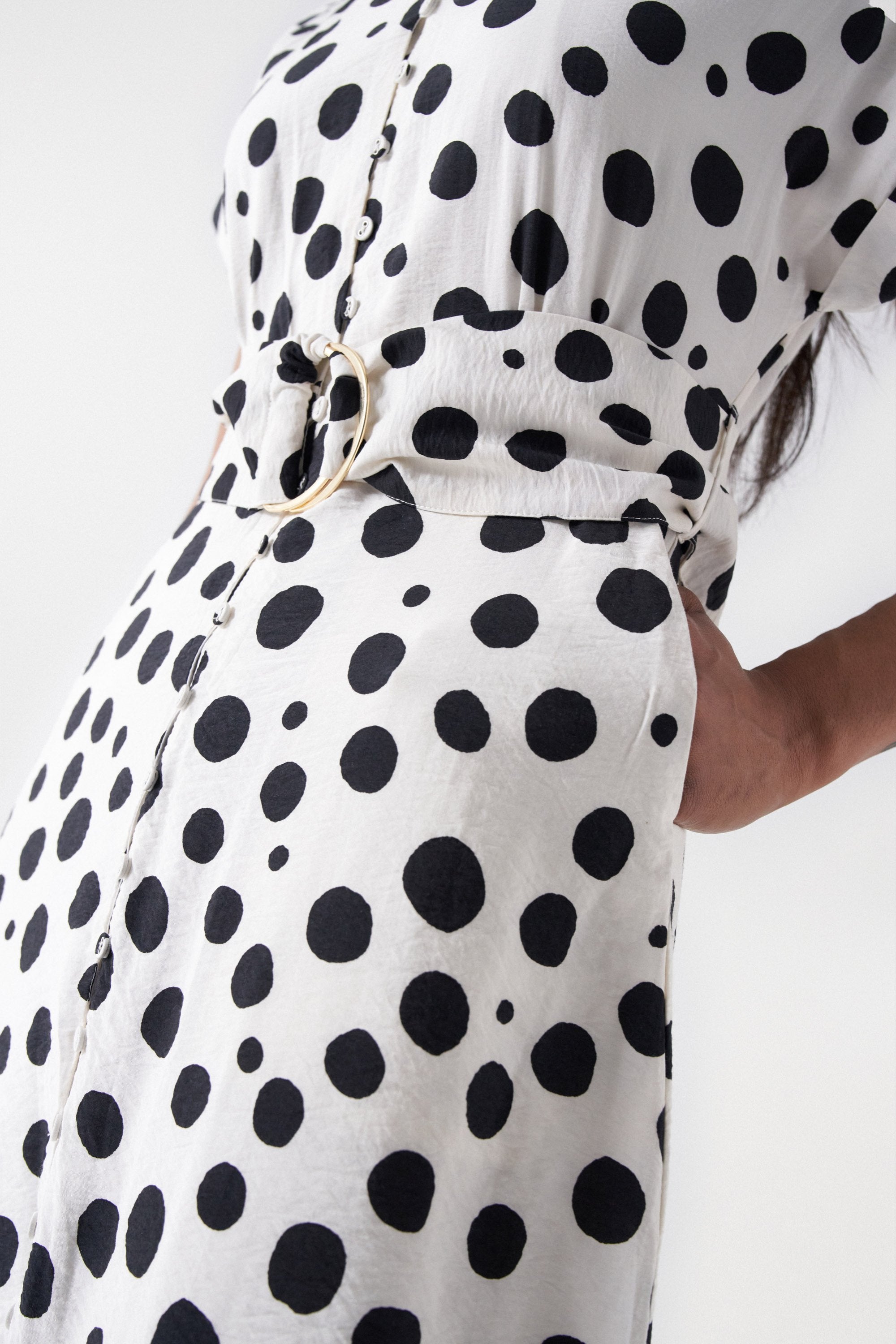 Polka Dot Midi Dress in Light Pearl Kleider Salsa Jeans   