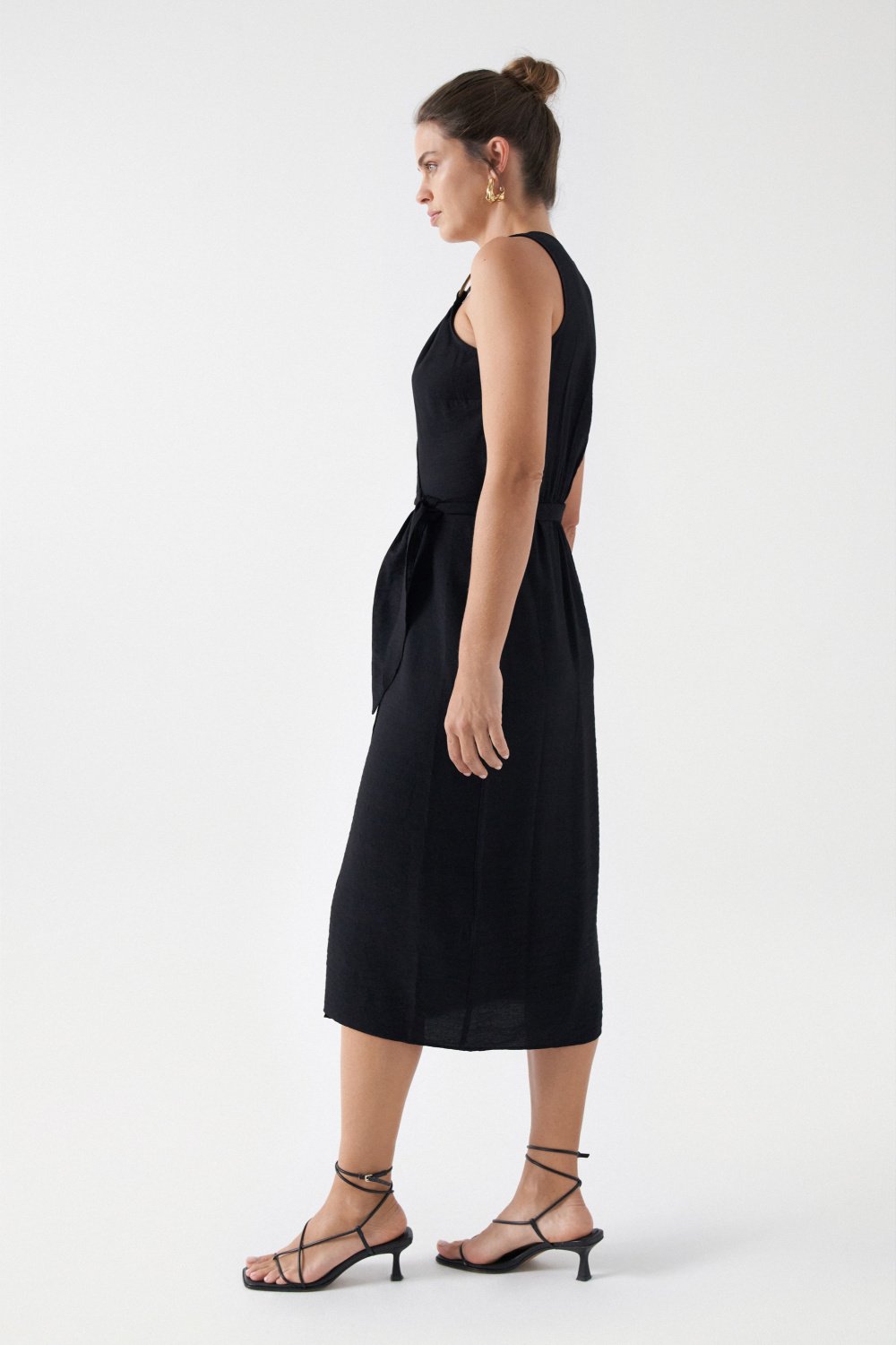 Wrap Midi Dress in Black Kleider Salsa Jeans   