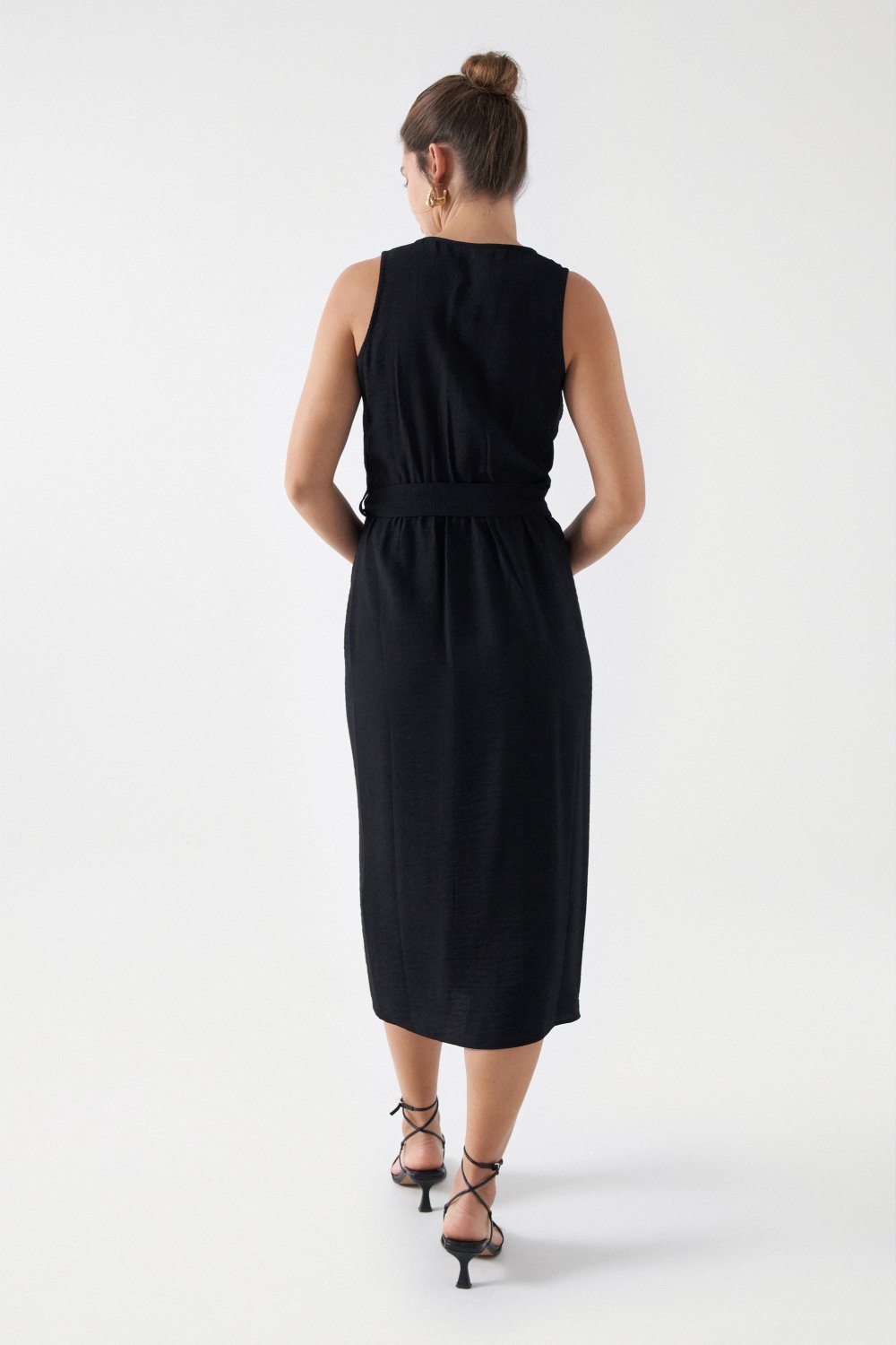 Wrap Midi Dress in Black Kleider Salsa Jeans   