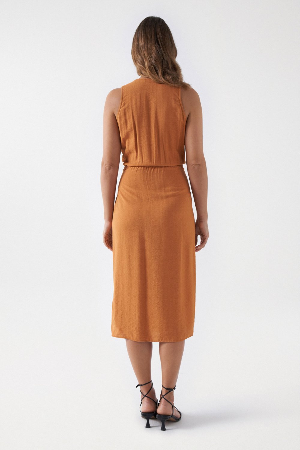 Wrap Midi Dress in Light Brown Kleider Salsa Jeans   