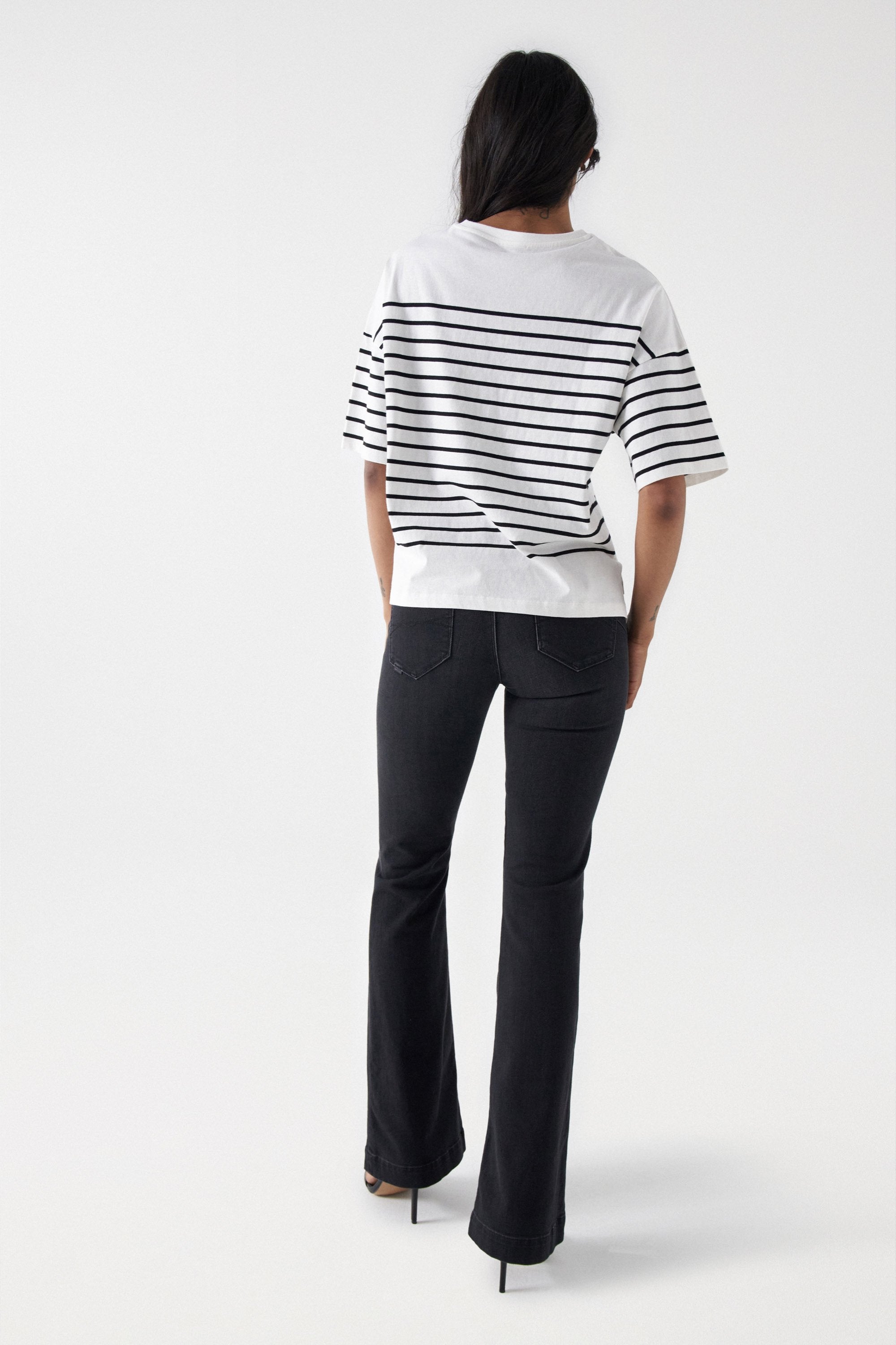 Striped Branding T-Shirt in Light Pearl T-Shirts Salsa Jeans   