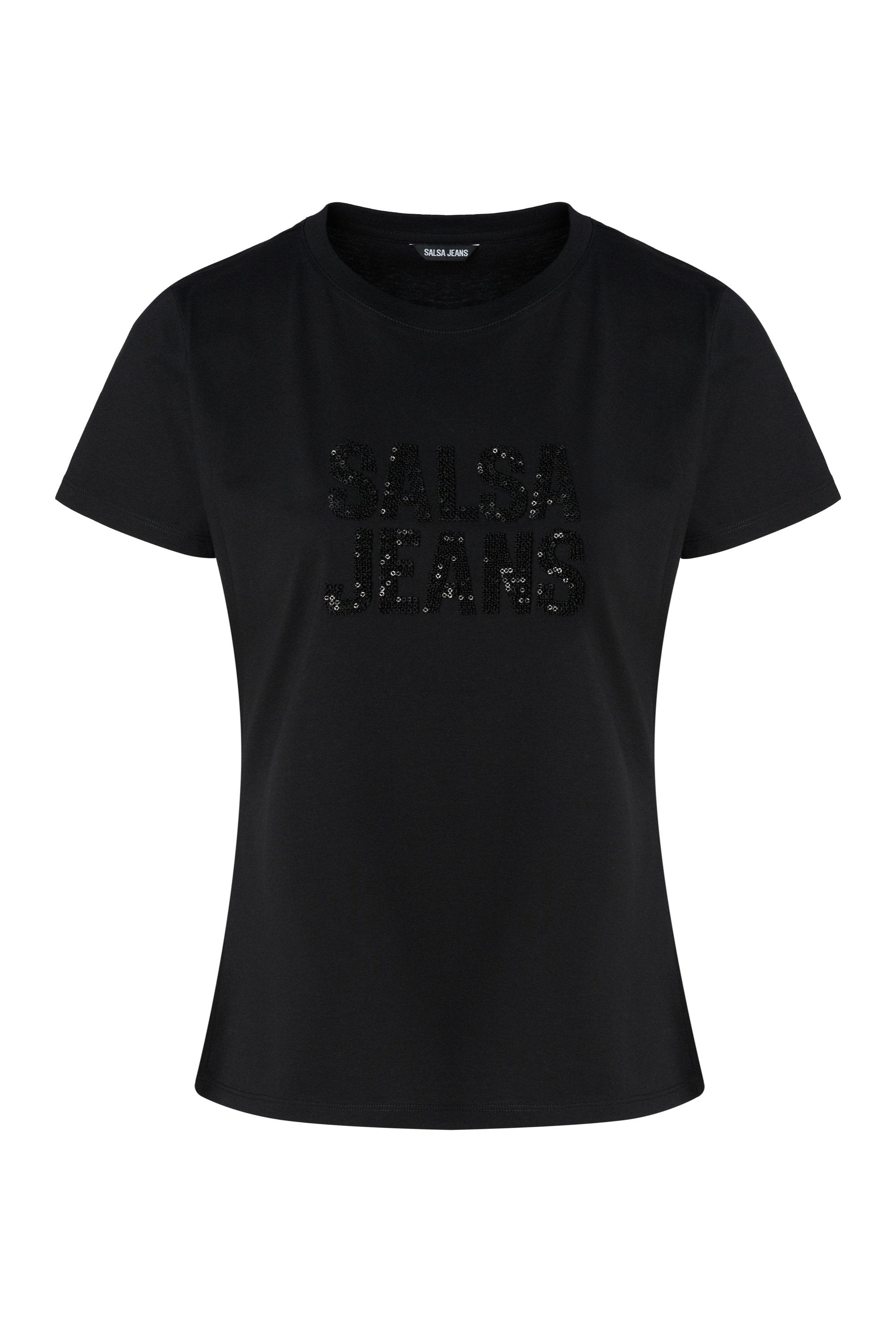 Embroidered Logo T-Shirt in Black T-Shirts Salsa Jeans   