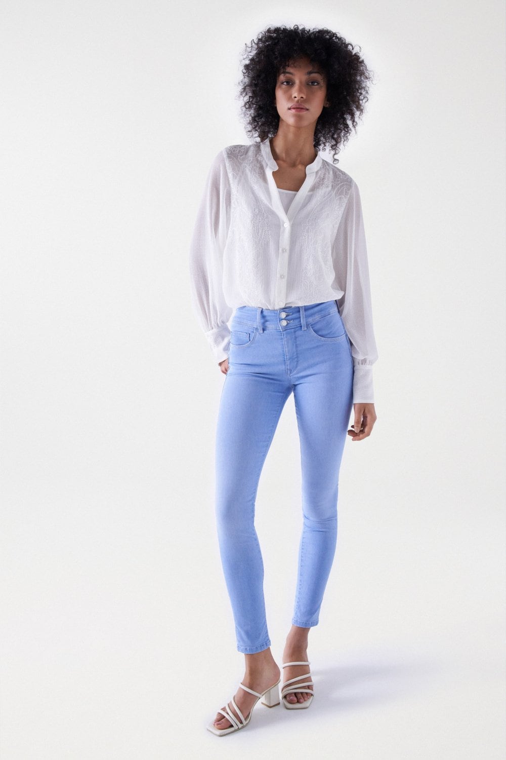 Secret With Embroidery Back in Ice Bleach Jeans Salsa Jeans   
