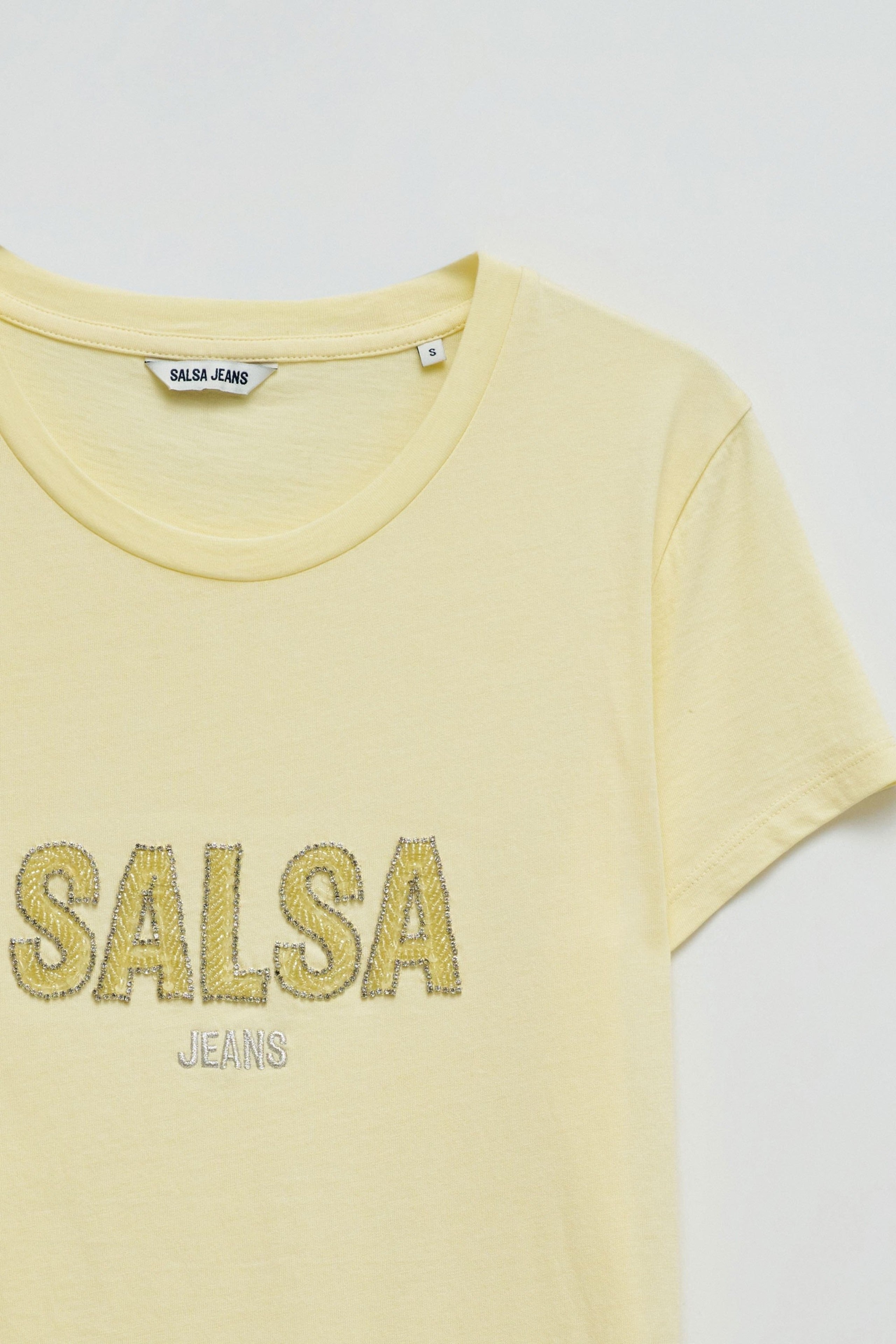Institutional Beaded Branding T-Shirt in Medium Yellow T-Shirts Salsa Jeans