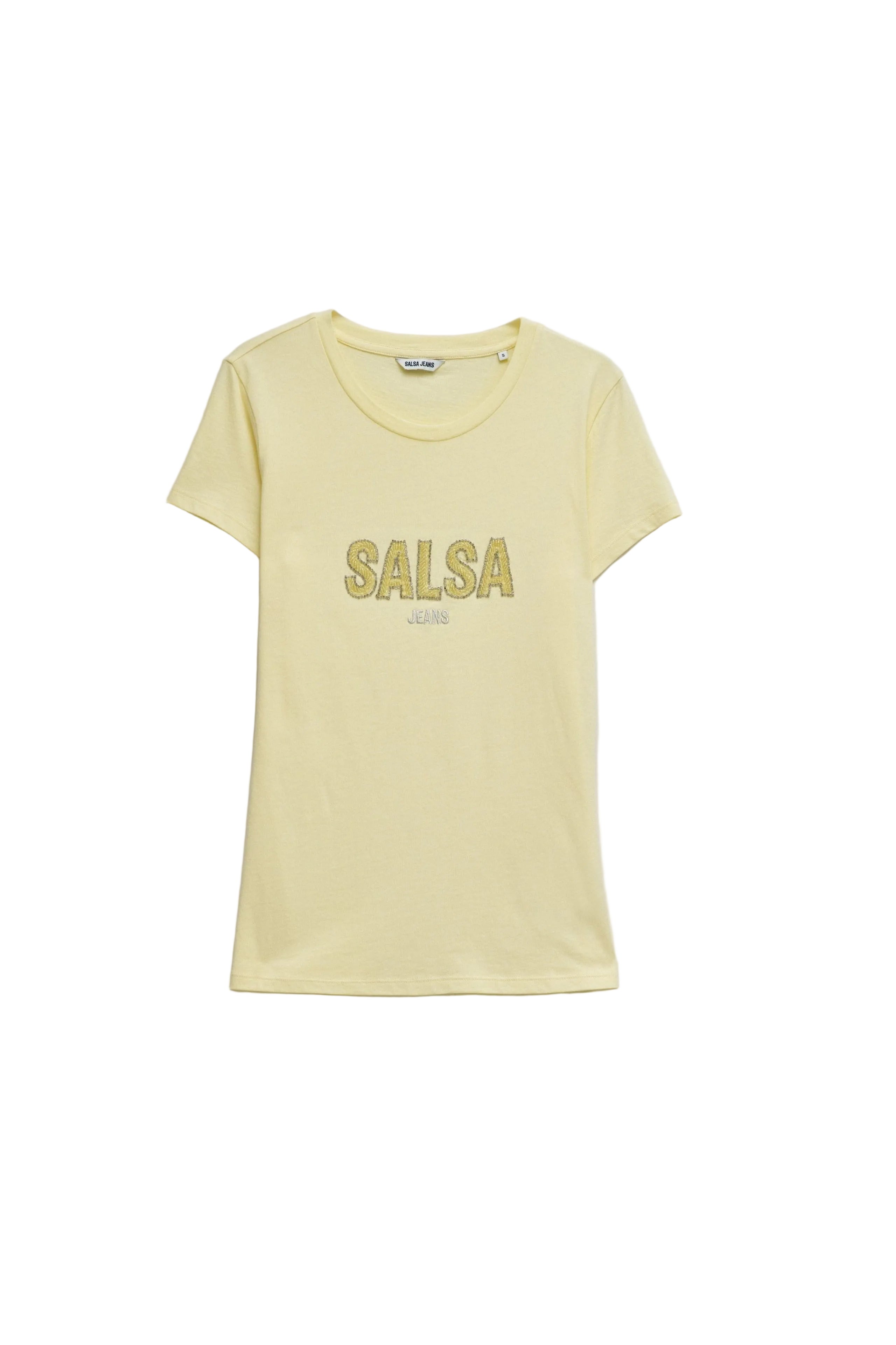 Institutional Beaded Branding T-Shirt in Medium Yellow T-Shirts Salsa Jeans
