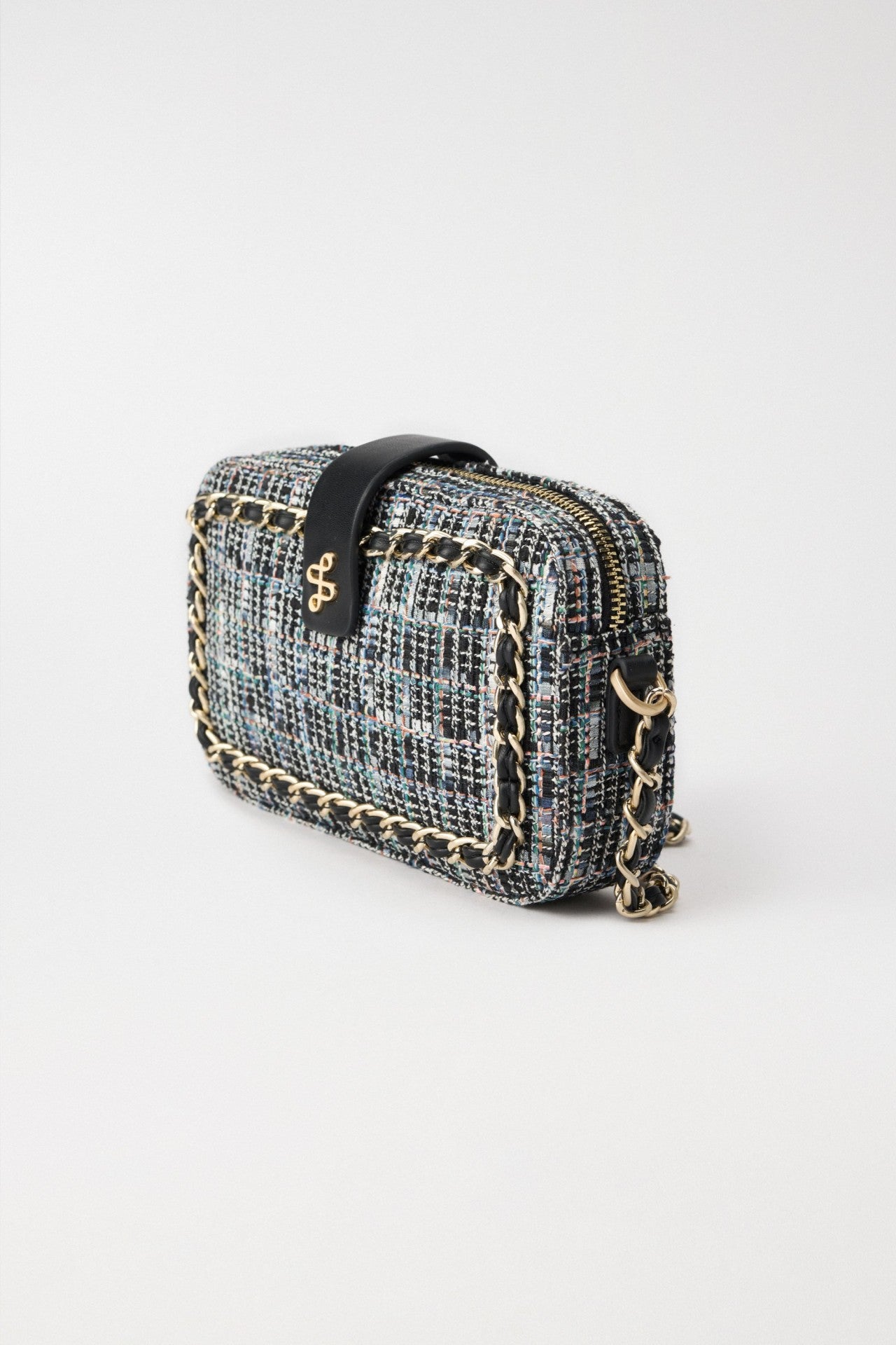 Tweed Crossbody Bag in Dark Blue V2 Taschen Salsa Jeans   