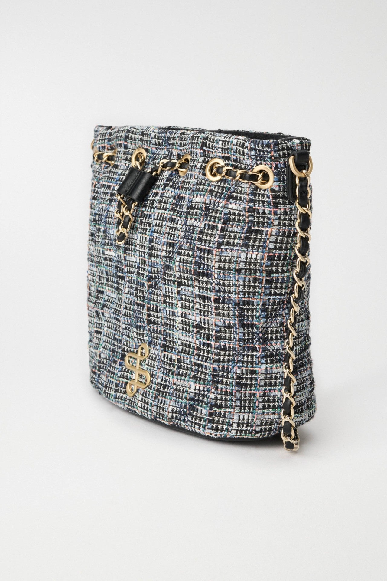 Tweed Bucket Bag in Dark Blue V2 Taschen Salsa Jeans   