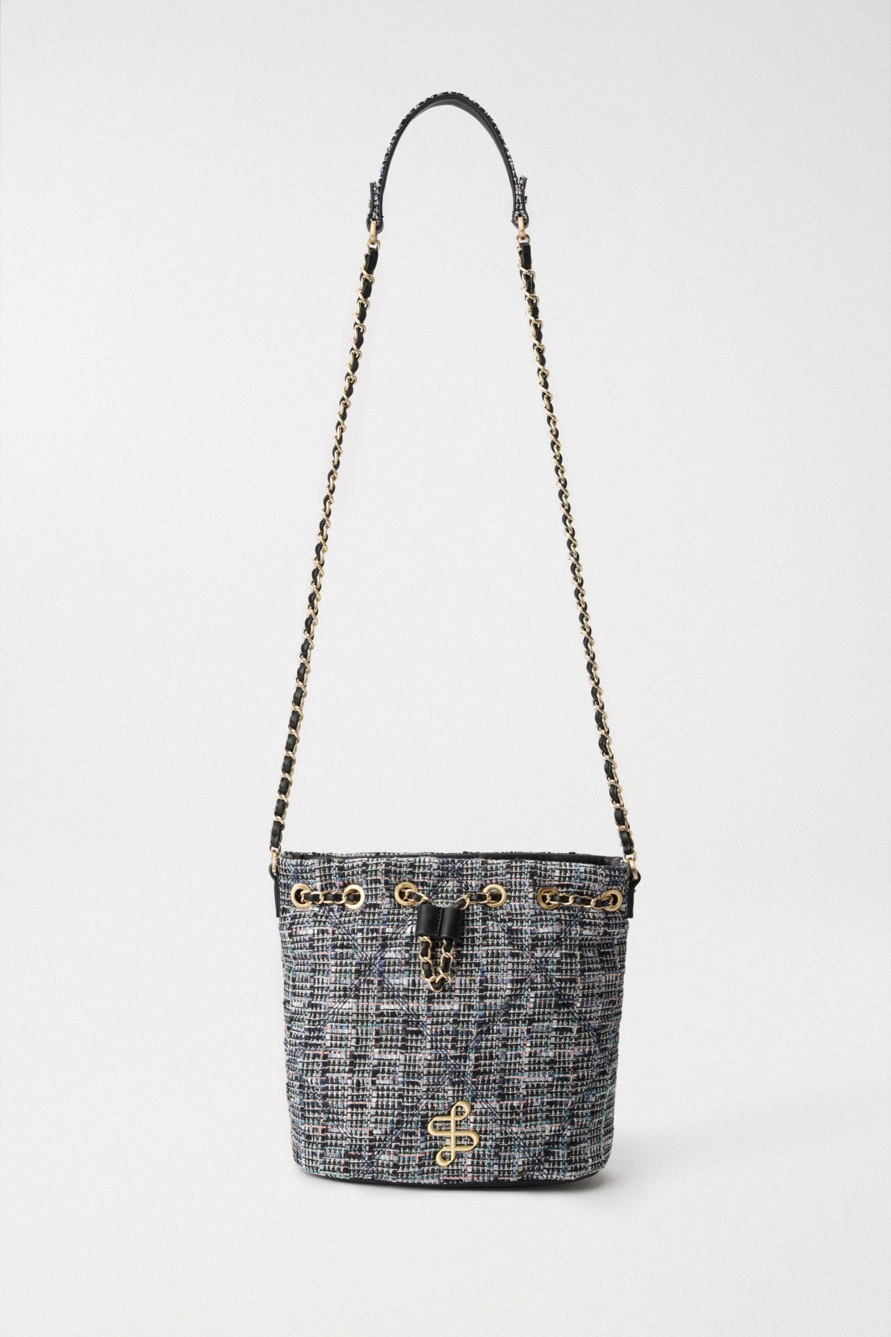 Tweed Bucket Bag in Dark Blue V2 Taschen Salsa Jeans   