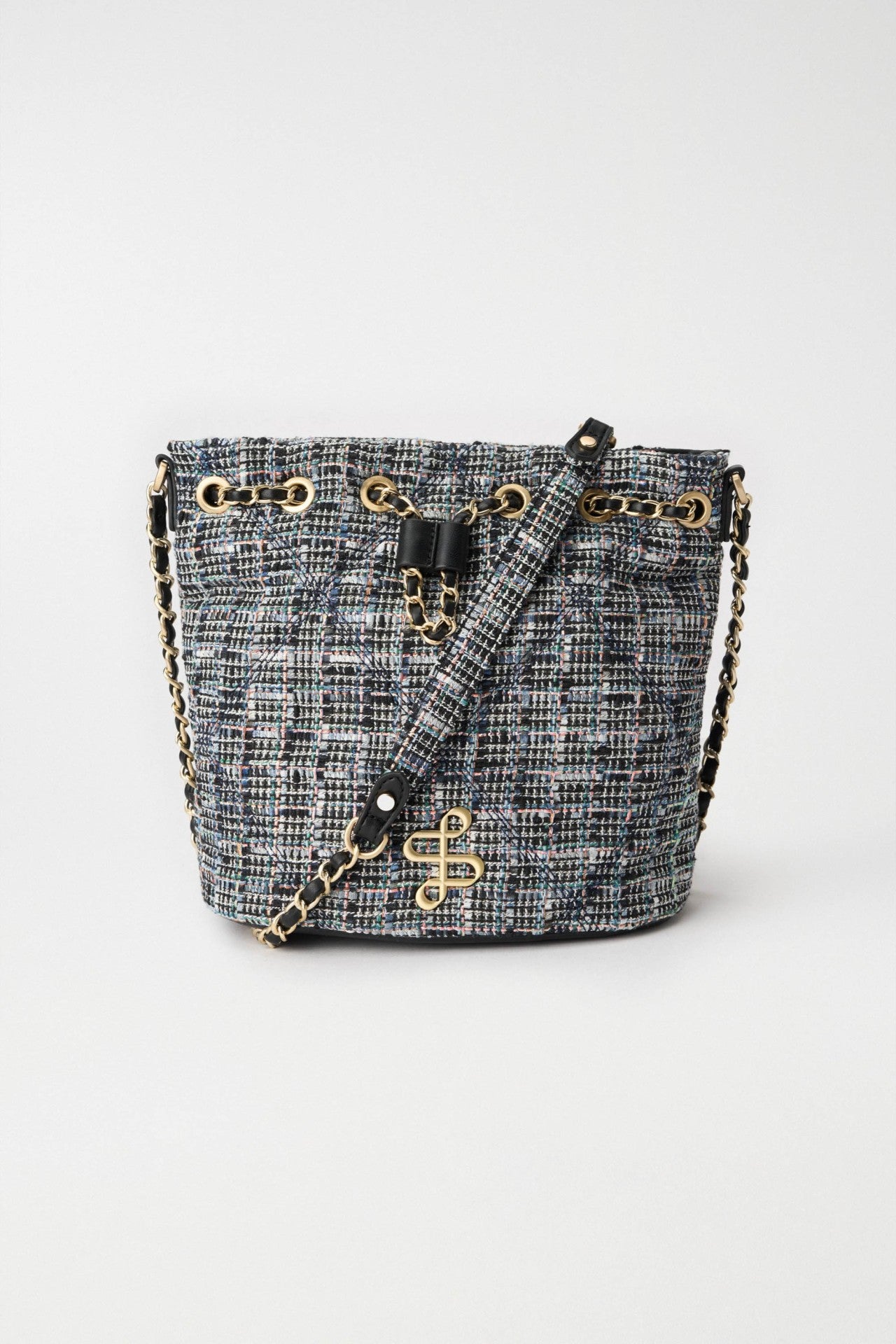 Tweed Bucket Bag in Dark Blue V2 Taschen Salsa Jeans   