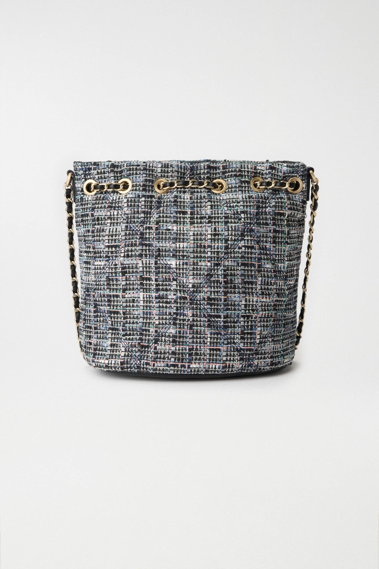 Tweed Bucket Bag in Dark Blue V2 Taschen Salsa Jeans   