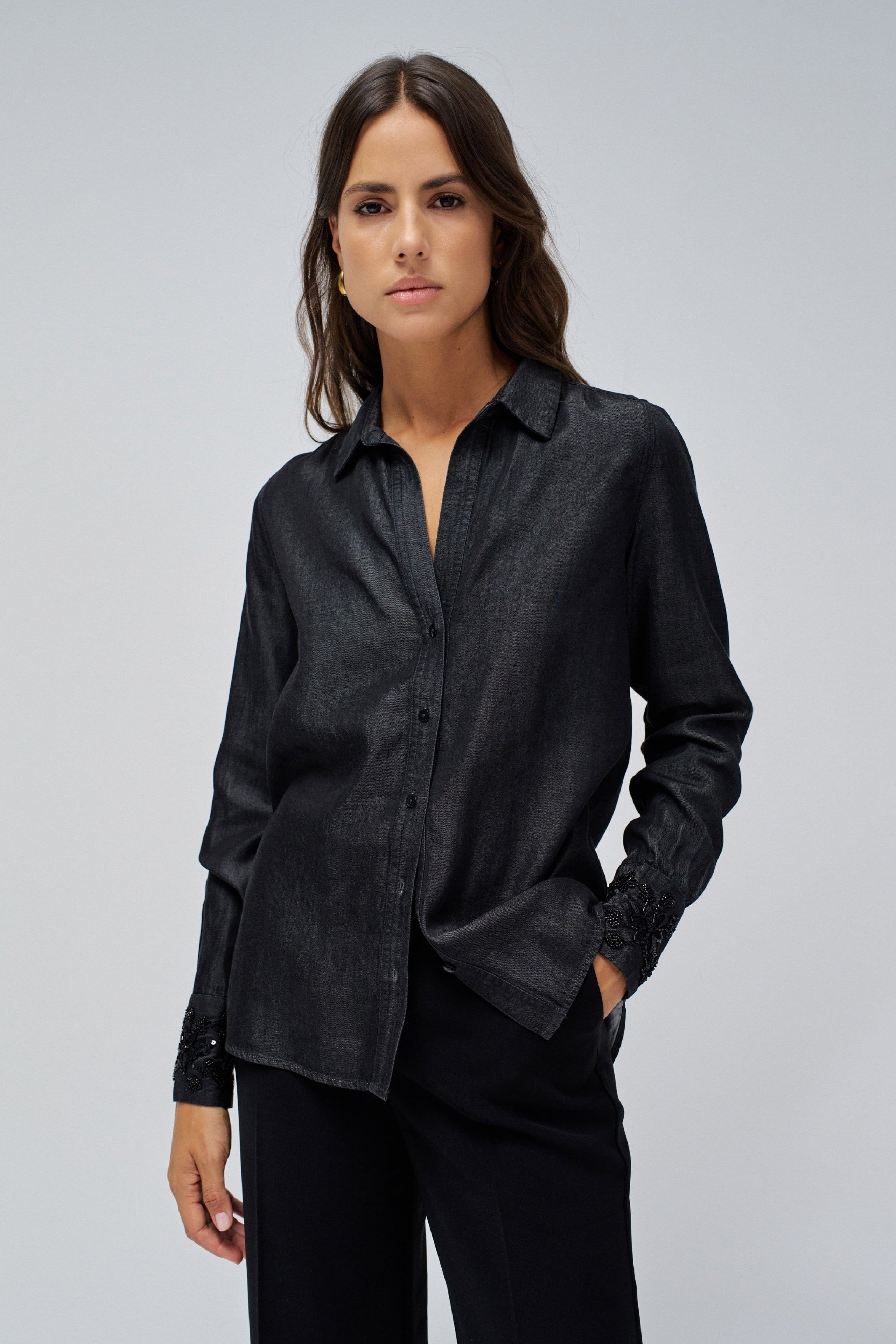 Denim Black Shirt in Black Hemden Salsa Jeans   