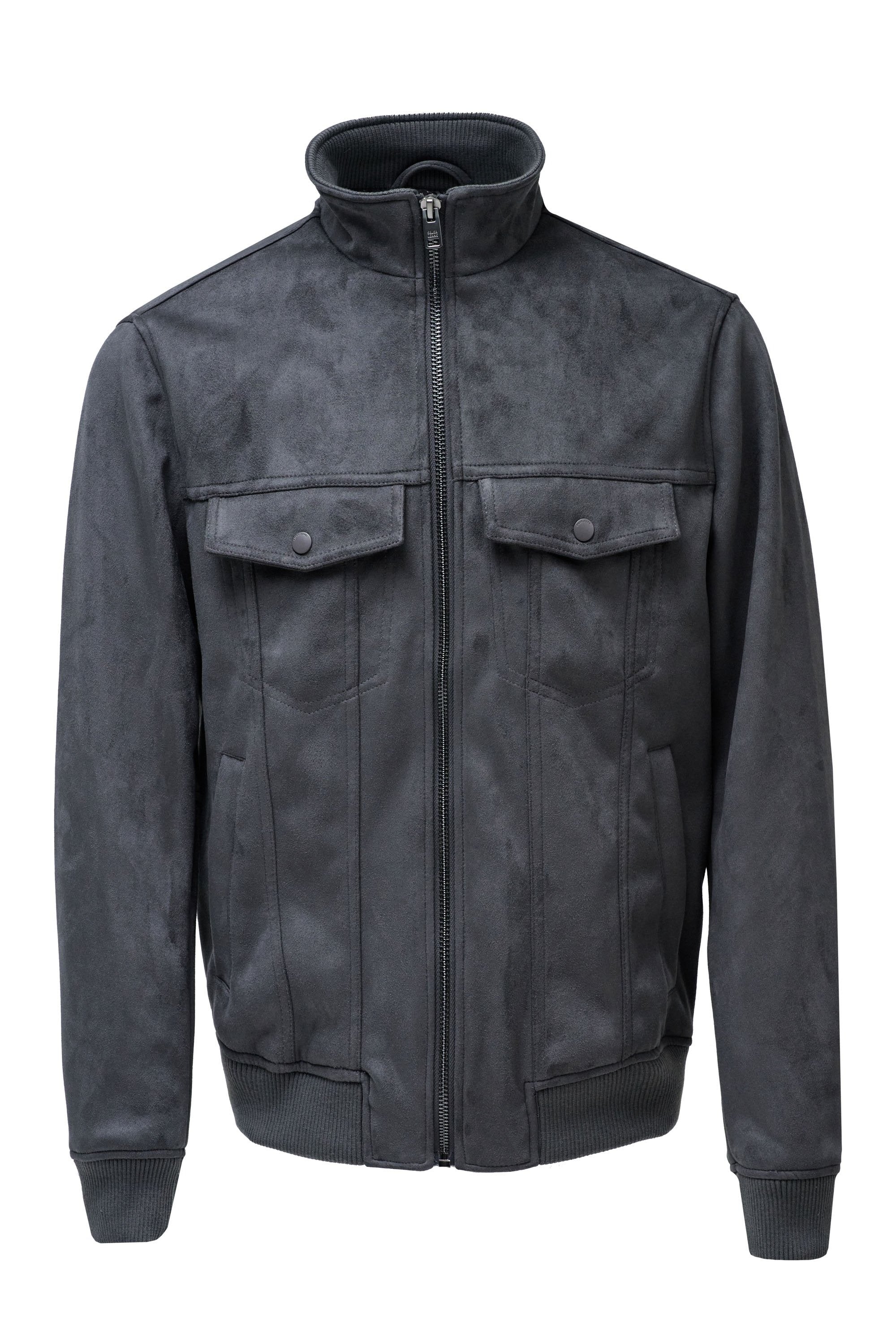 Suede Trucker Jacket in Dark Grey Jacken Salsa Jeans