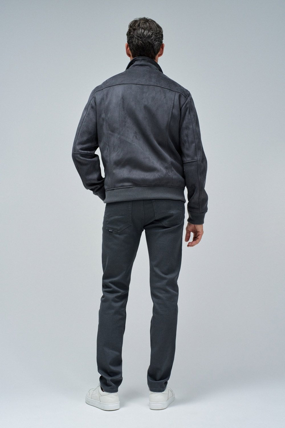 Suede Trucker Jacket in Dark Grey Jacken Salsa Jeans