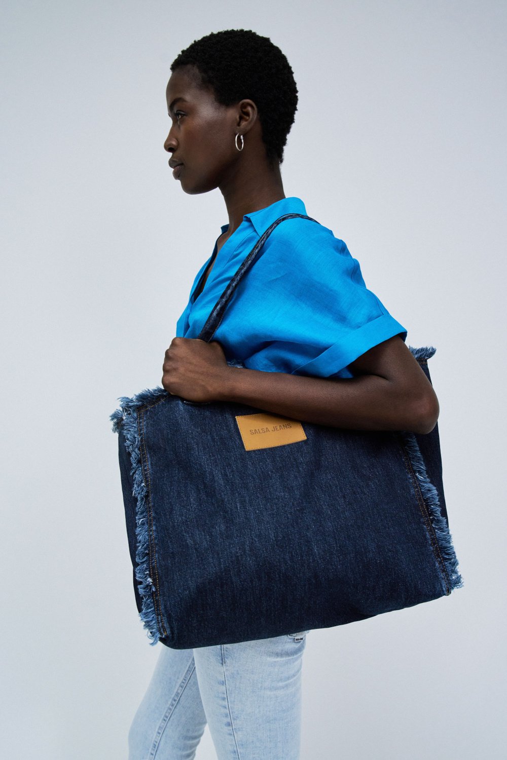 Denim Tote Bag in Dark Wash Taschen Salsa Jeans   