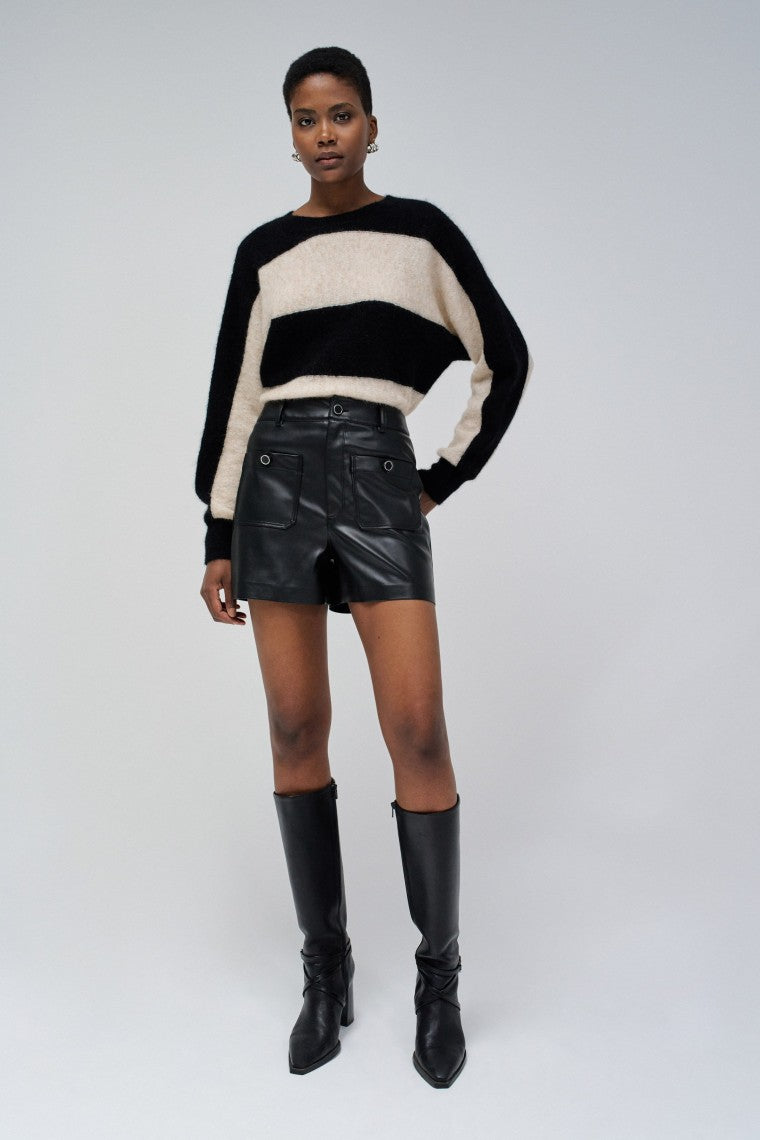 PU Shorts in Black Shorts Salsa Jeans   