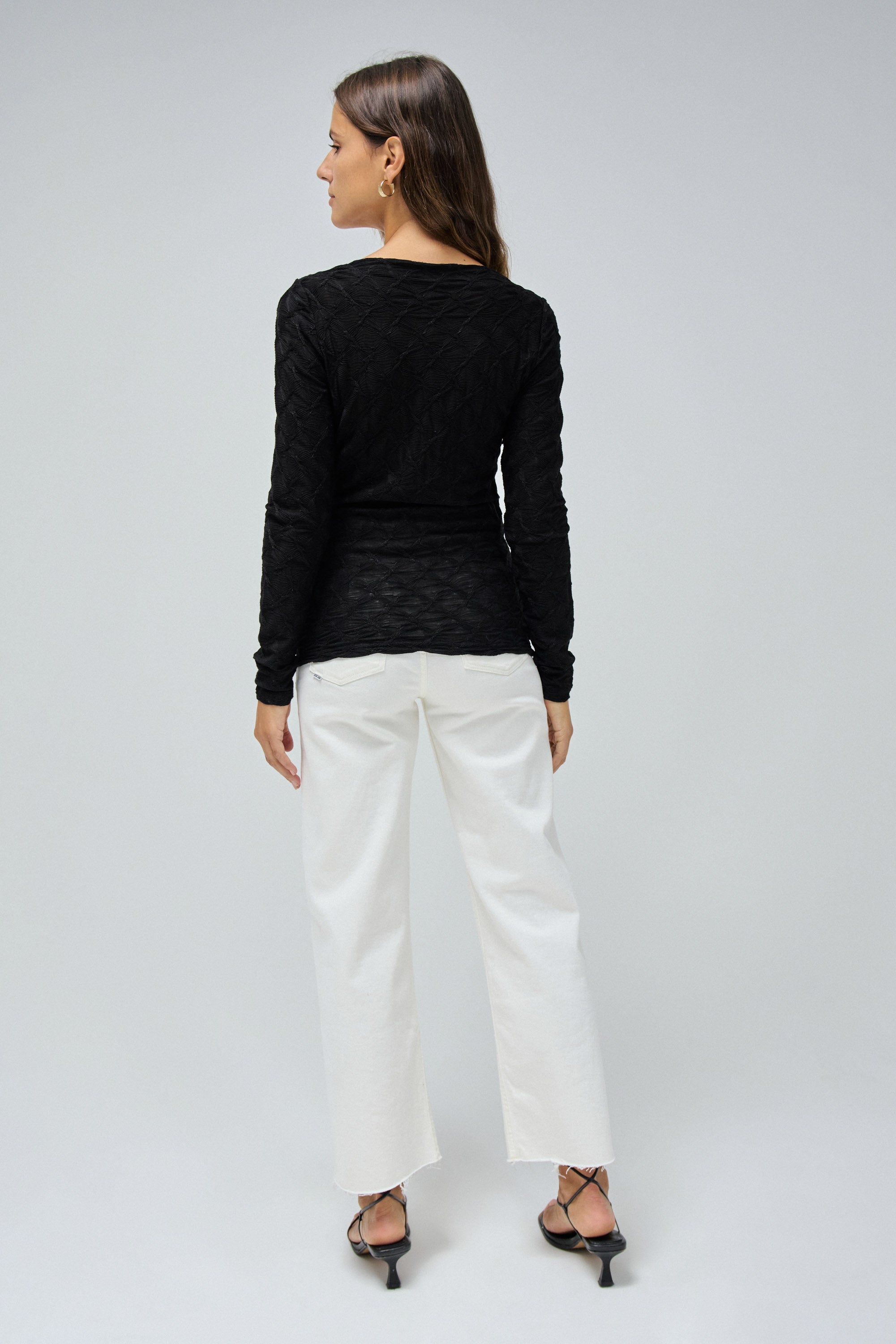 Long-Sleeve With Metal Chest Detail in Black T-Shirts Salsa Jeans   