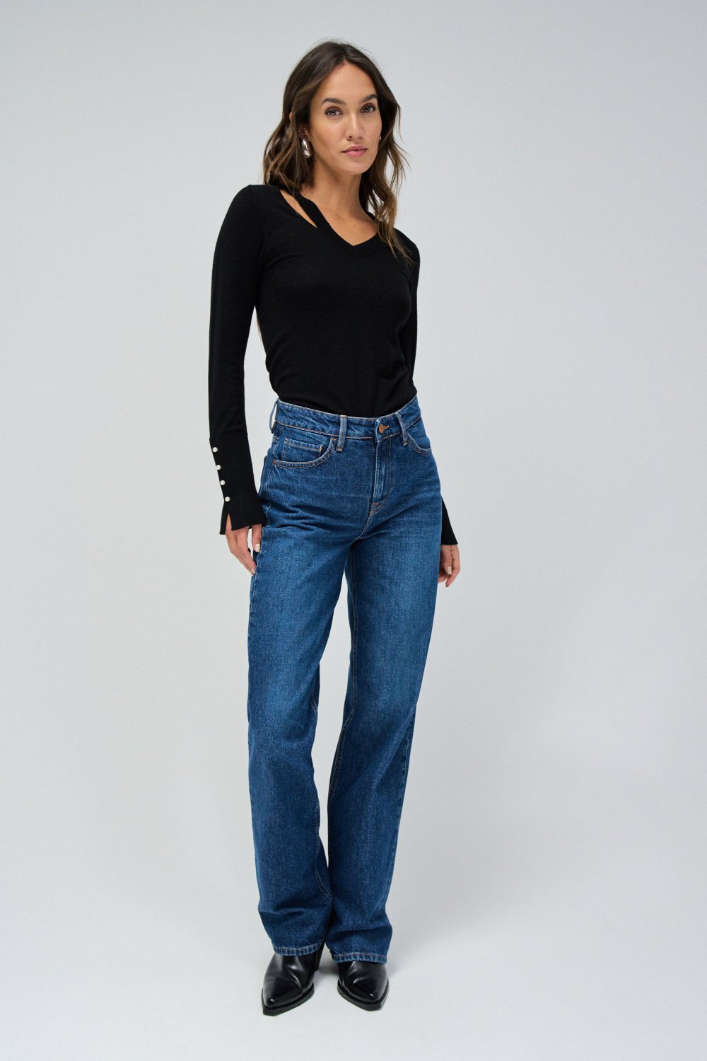 Long-Sleeve Sweater in Black Pullover Salsa Jeans   