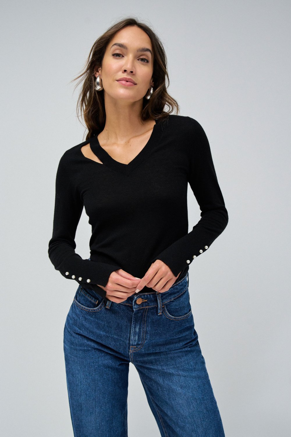 Long-Sleeve Sweater in Black Pullover Salsa Jeans   