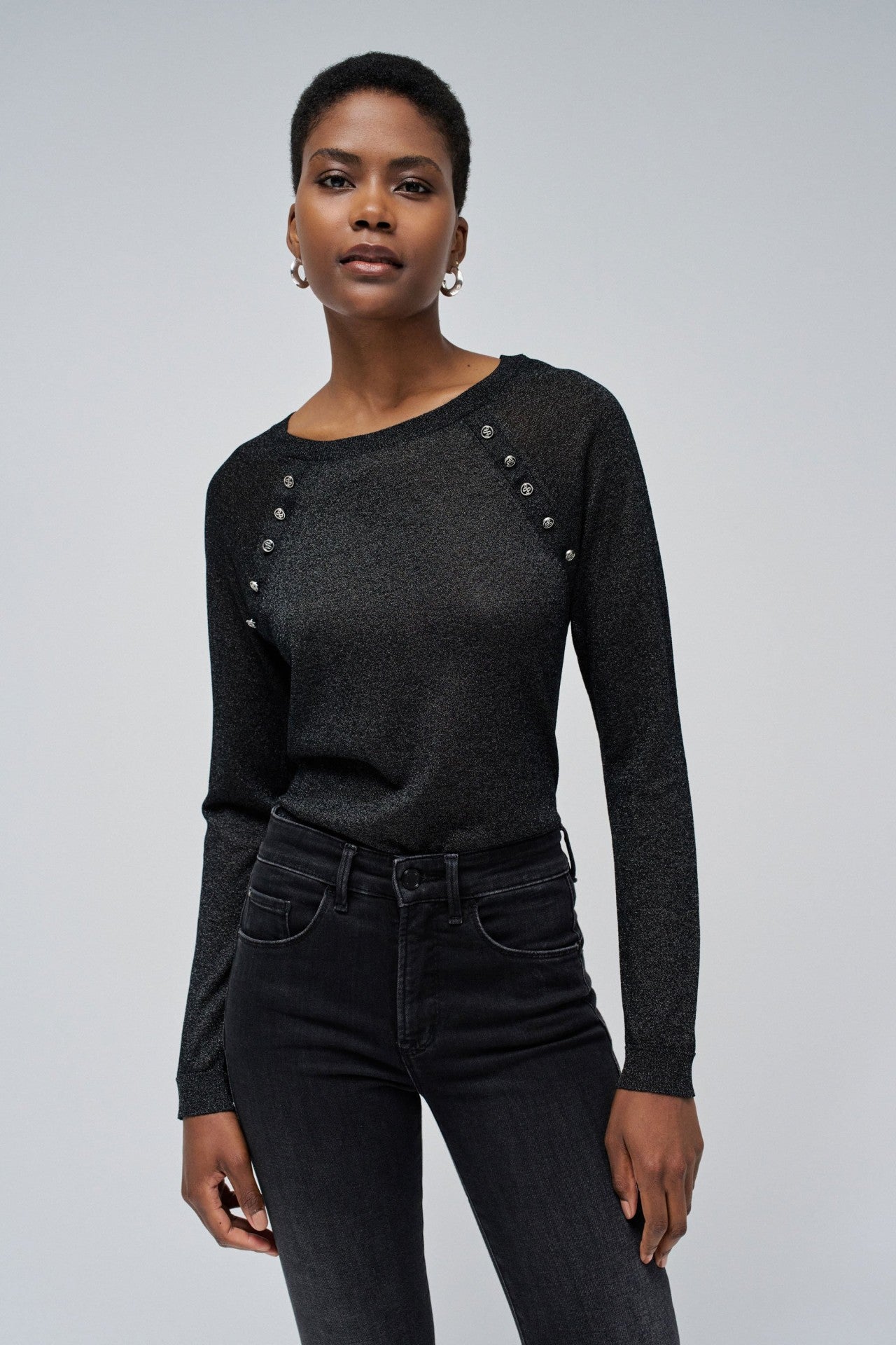 Shimmering Sweater in Black Pullover Salsa Jeans   