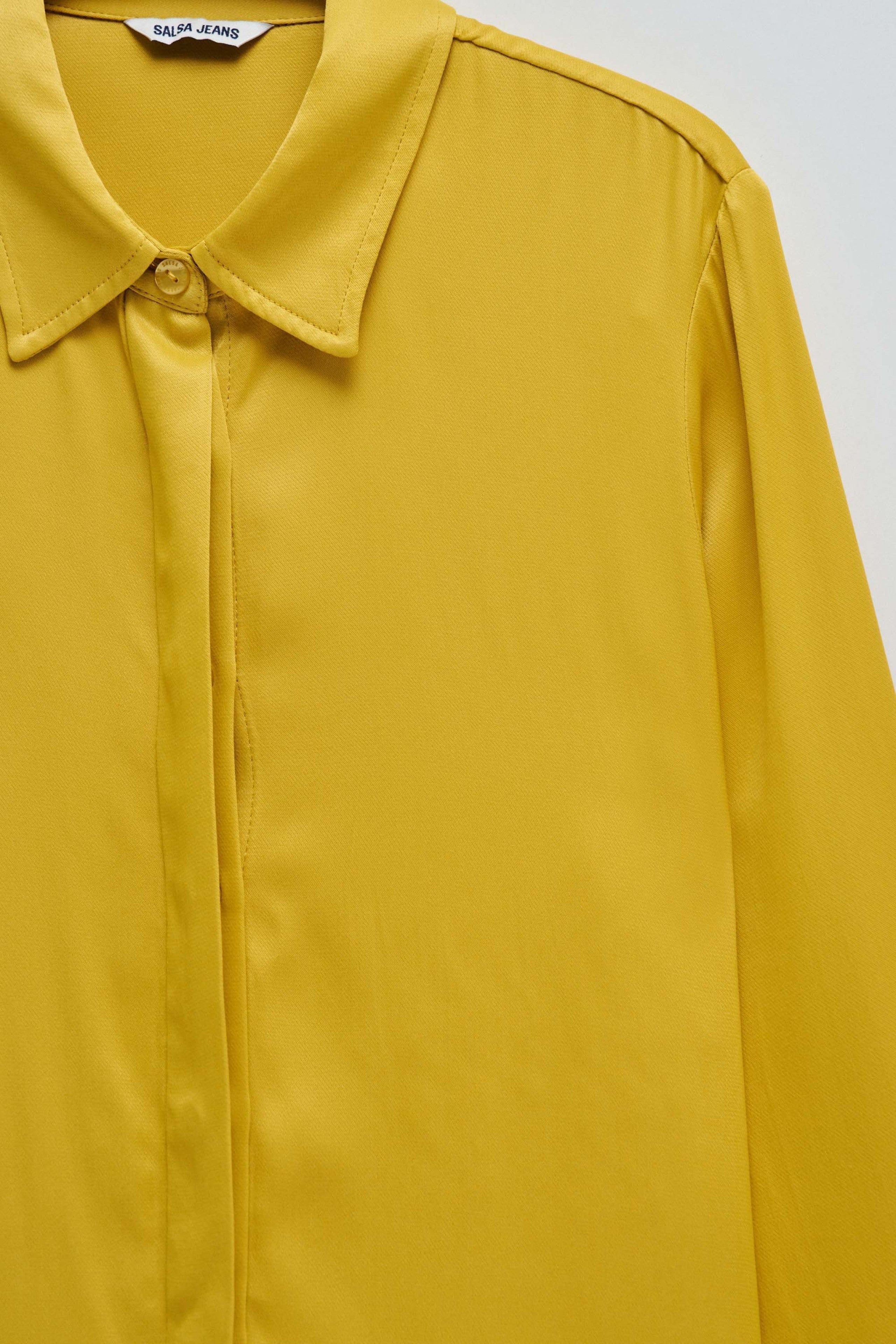 Satin Basic Shirt with Placket Detail in Light Yellow Hemden Salsa Jeans   