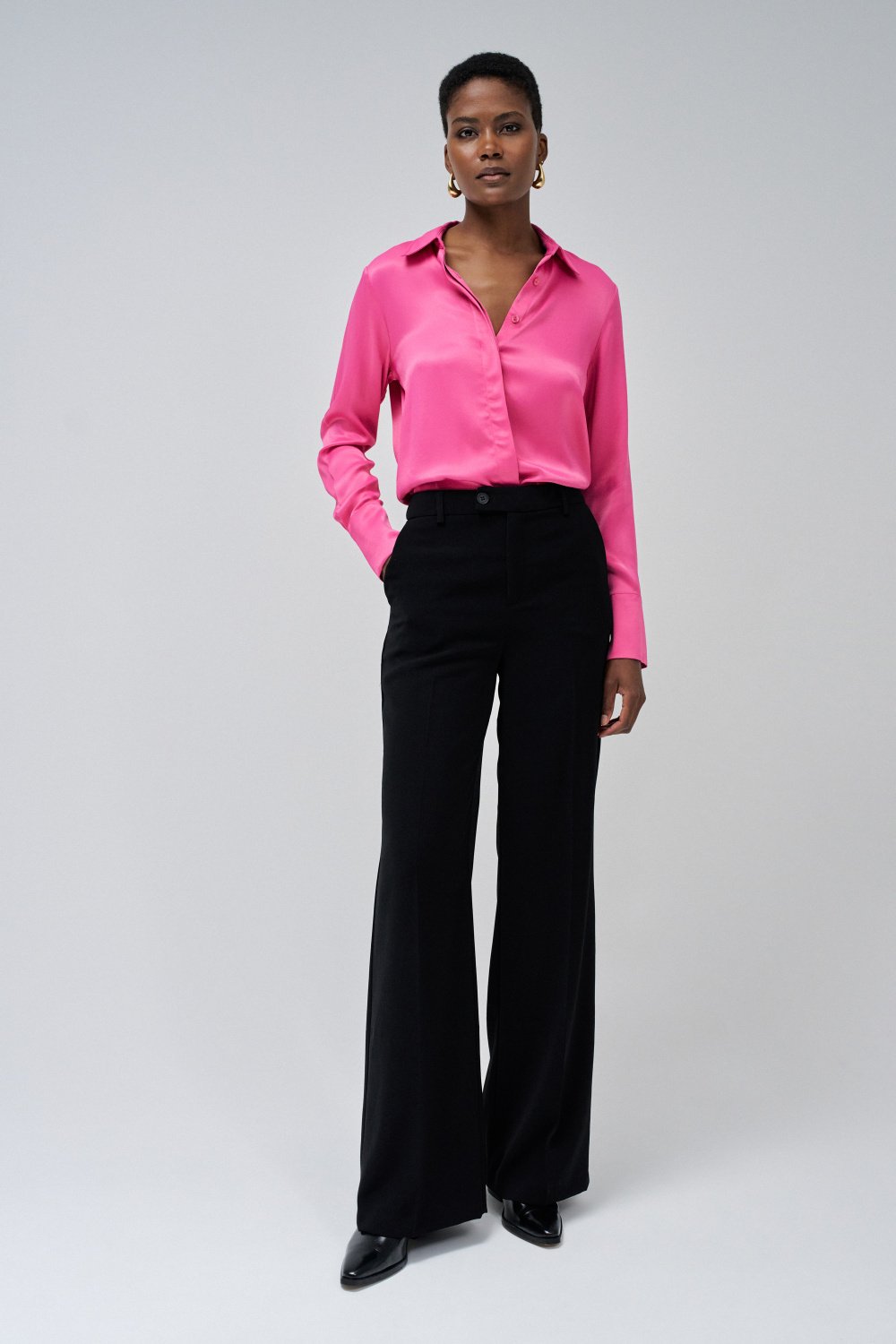 Satin Basic Shirt in Dark Pink Hemden Salsa Jeans   