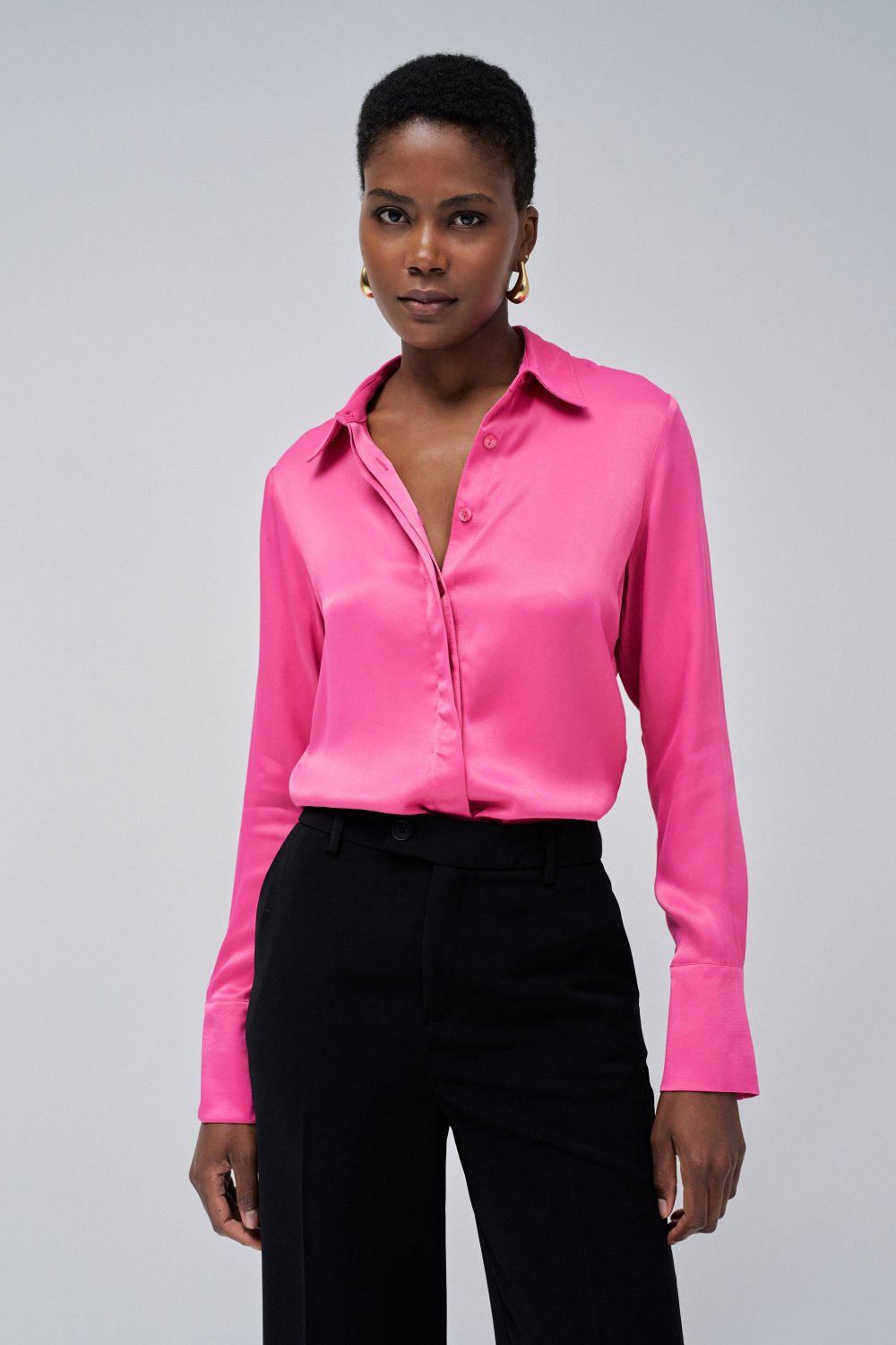 Satin Basic Shirt in Dark Pink Hemden Salsa Jeans   