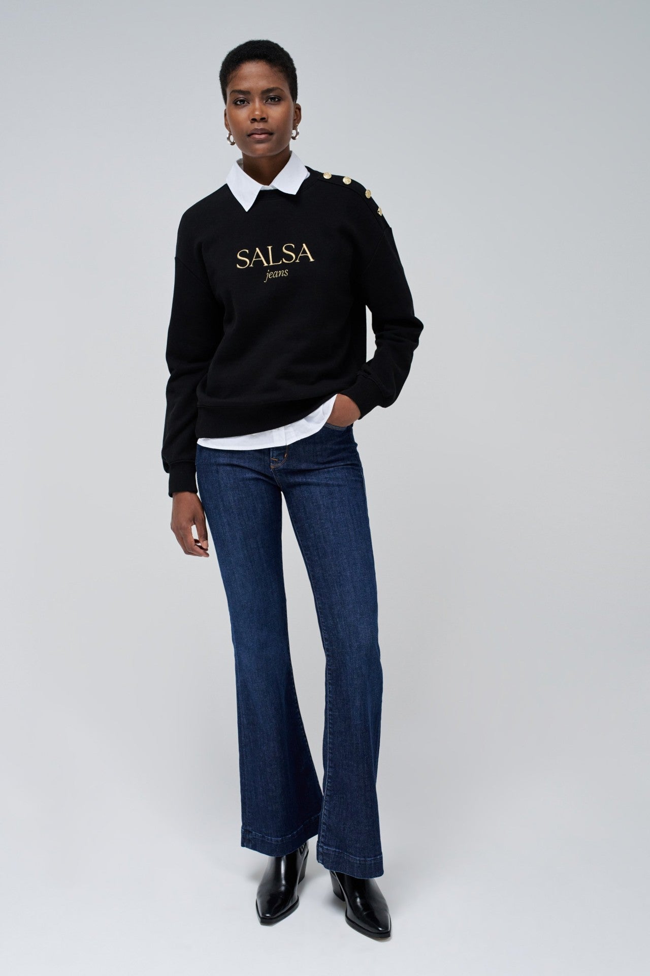 Branding Sweater in Black Sweatshirts Salsa Jeans   