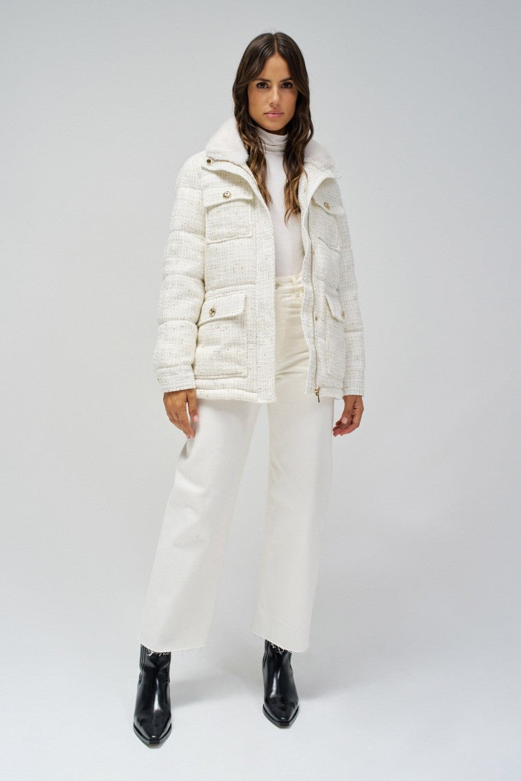 Fantasy Fabric Puffer Coat in Light Pearl Jacken Salsa Jeans   