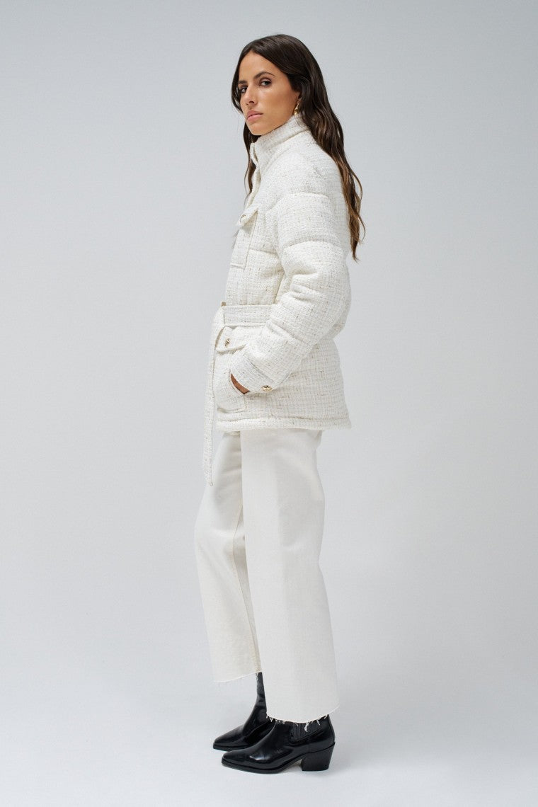 Fantasy Fabric Puffer Coat in Light Pearl Jacken Salsa Jeans   