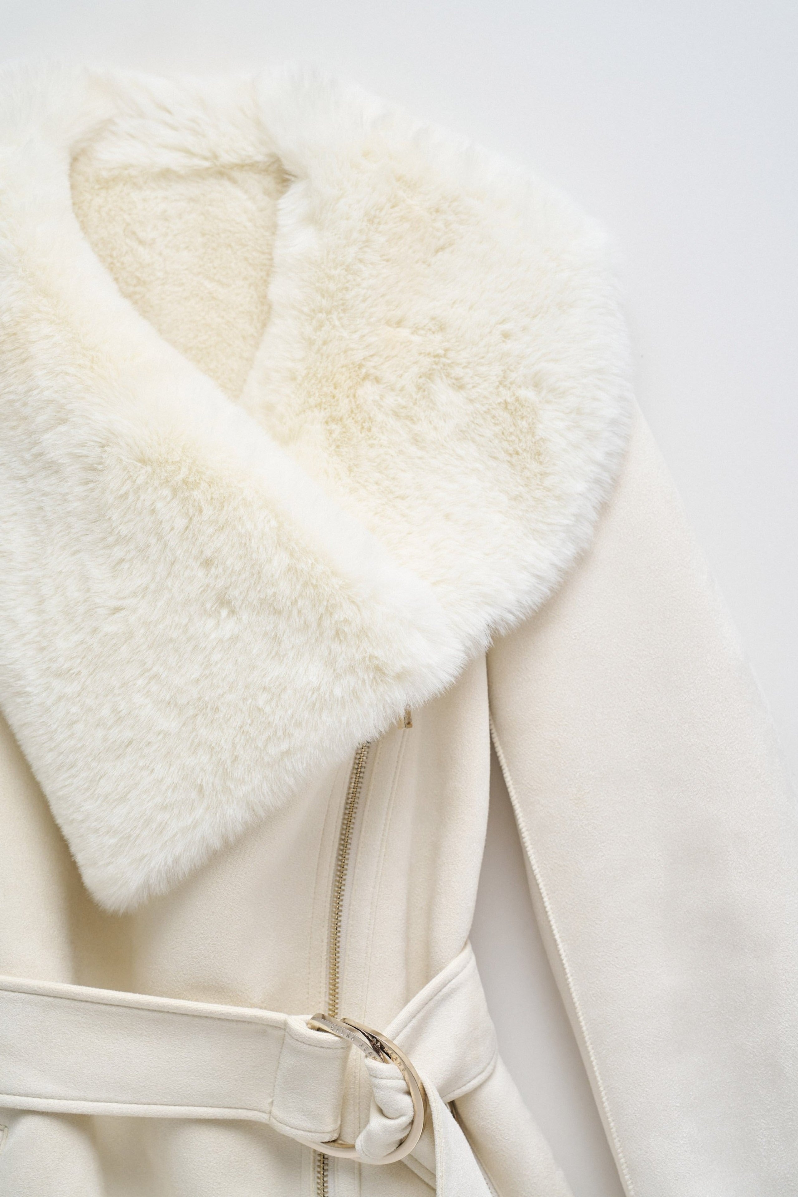 Long Shearling Coat in Light Pearl