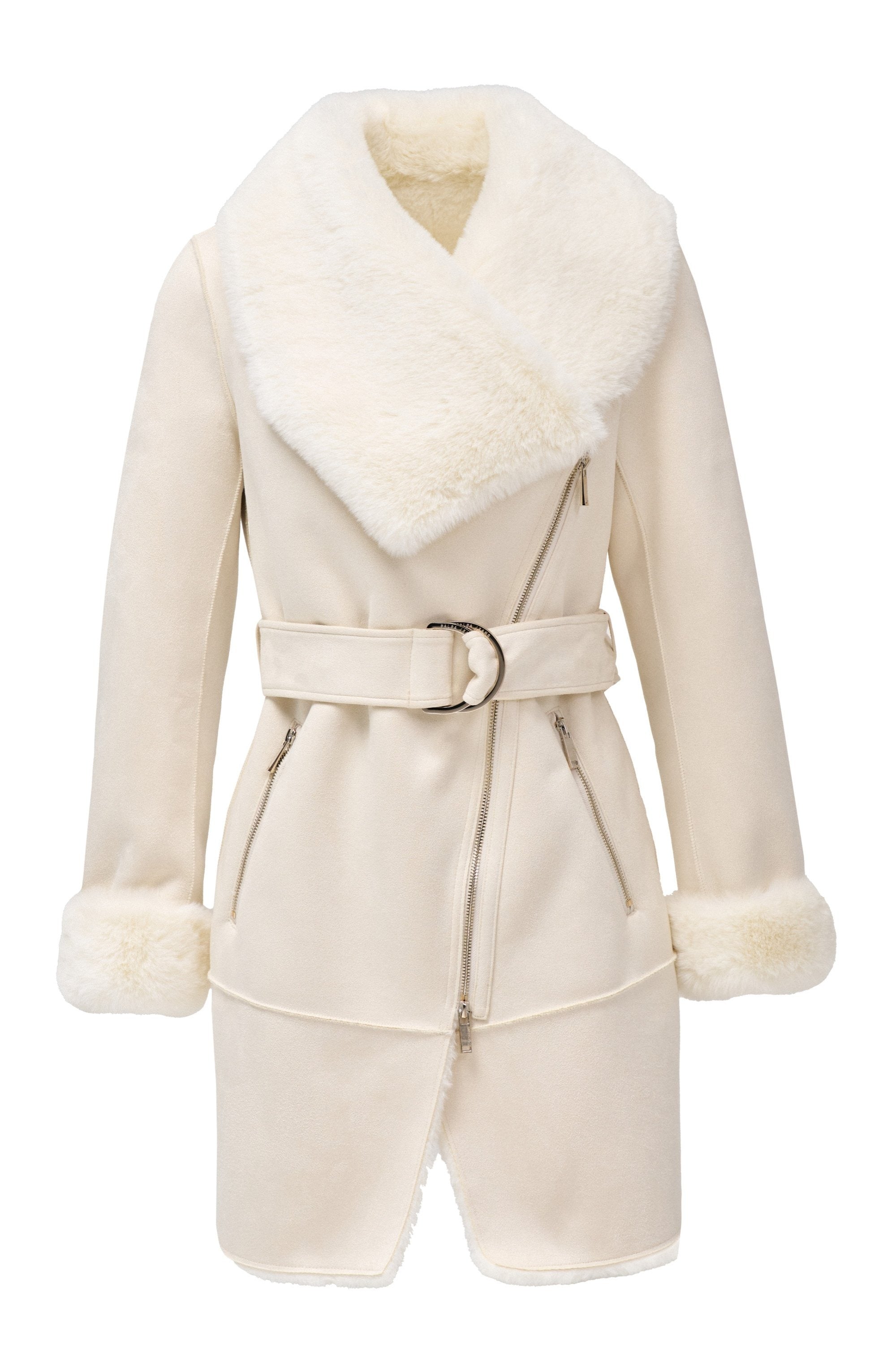 Long Shearling Coat in Light Pearl Jacken Salsa Jeans