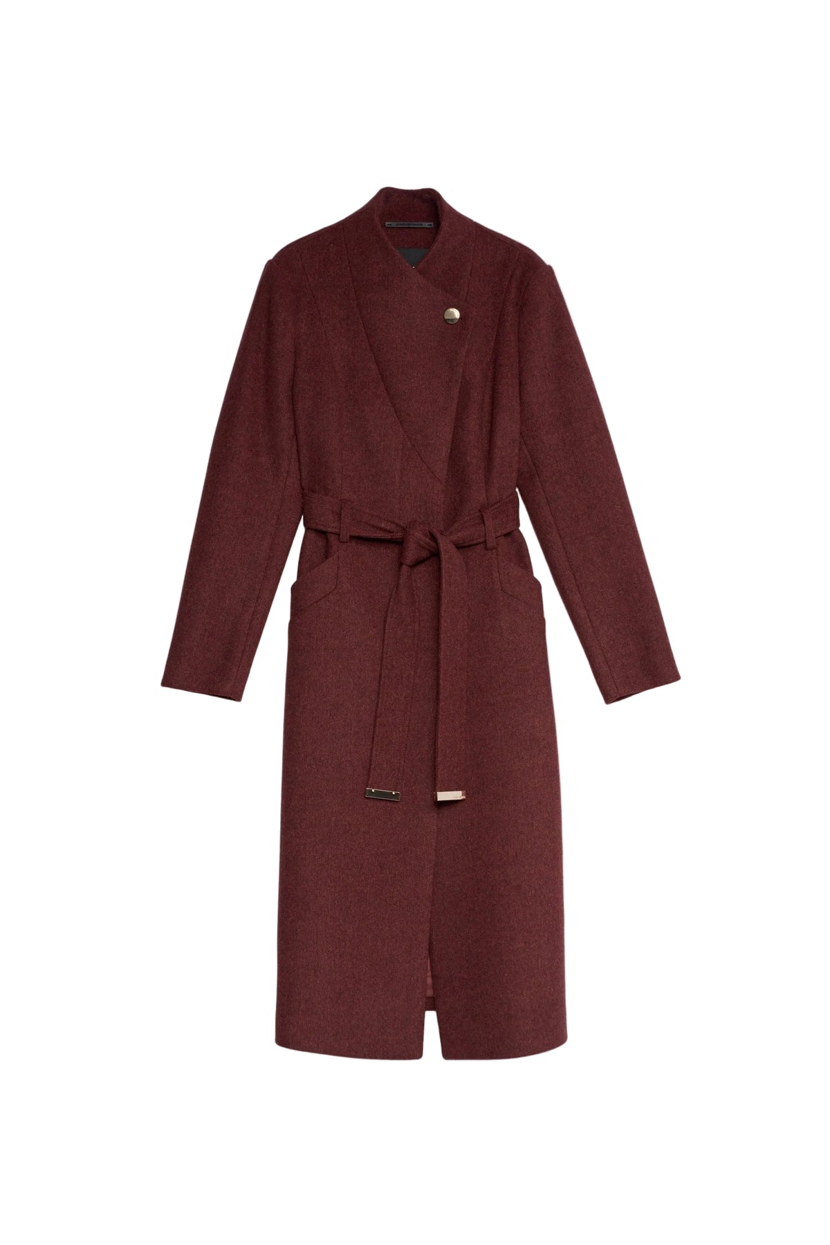 Wollmantel im Peacoat-Stil mit Gürtel in Dark Red V1 Jacken Salsa Jeans