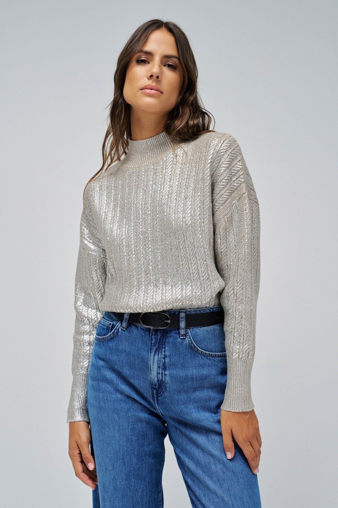 Shimmer Sweater in Medium Grey Pullover Salsa Jeans   