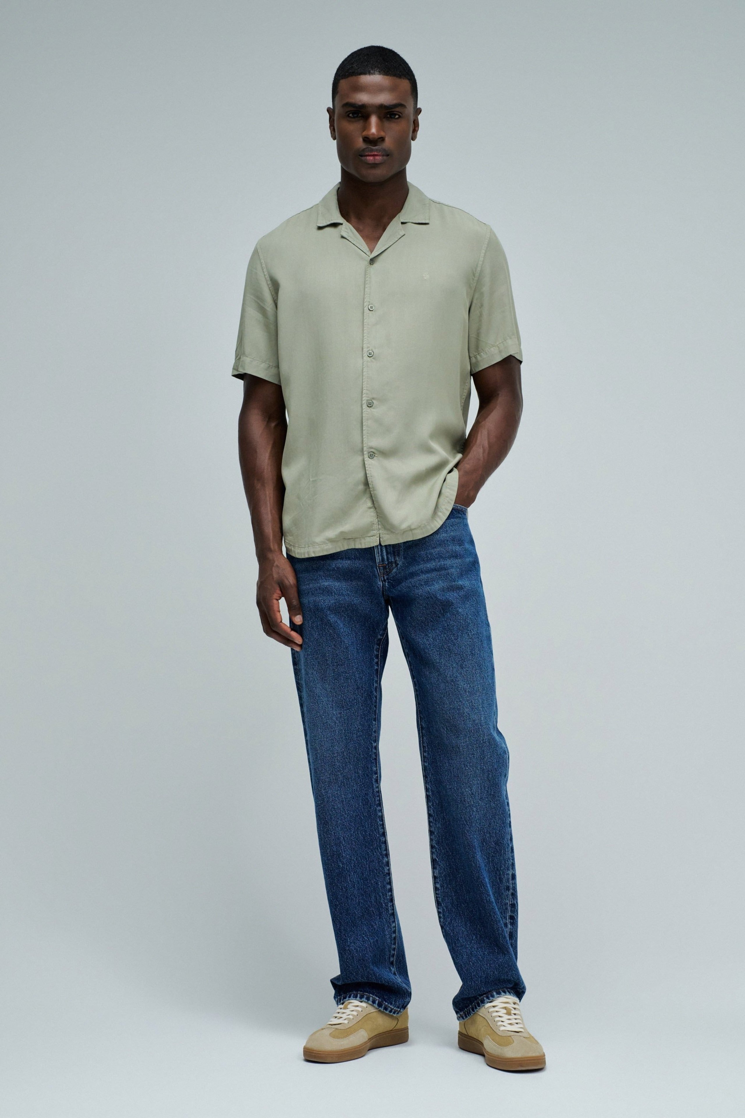Shirt Light Denim in Dark Green V1 Hemden Salsa Jeans