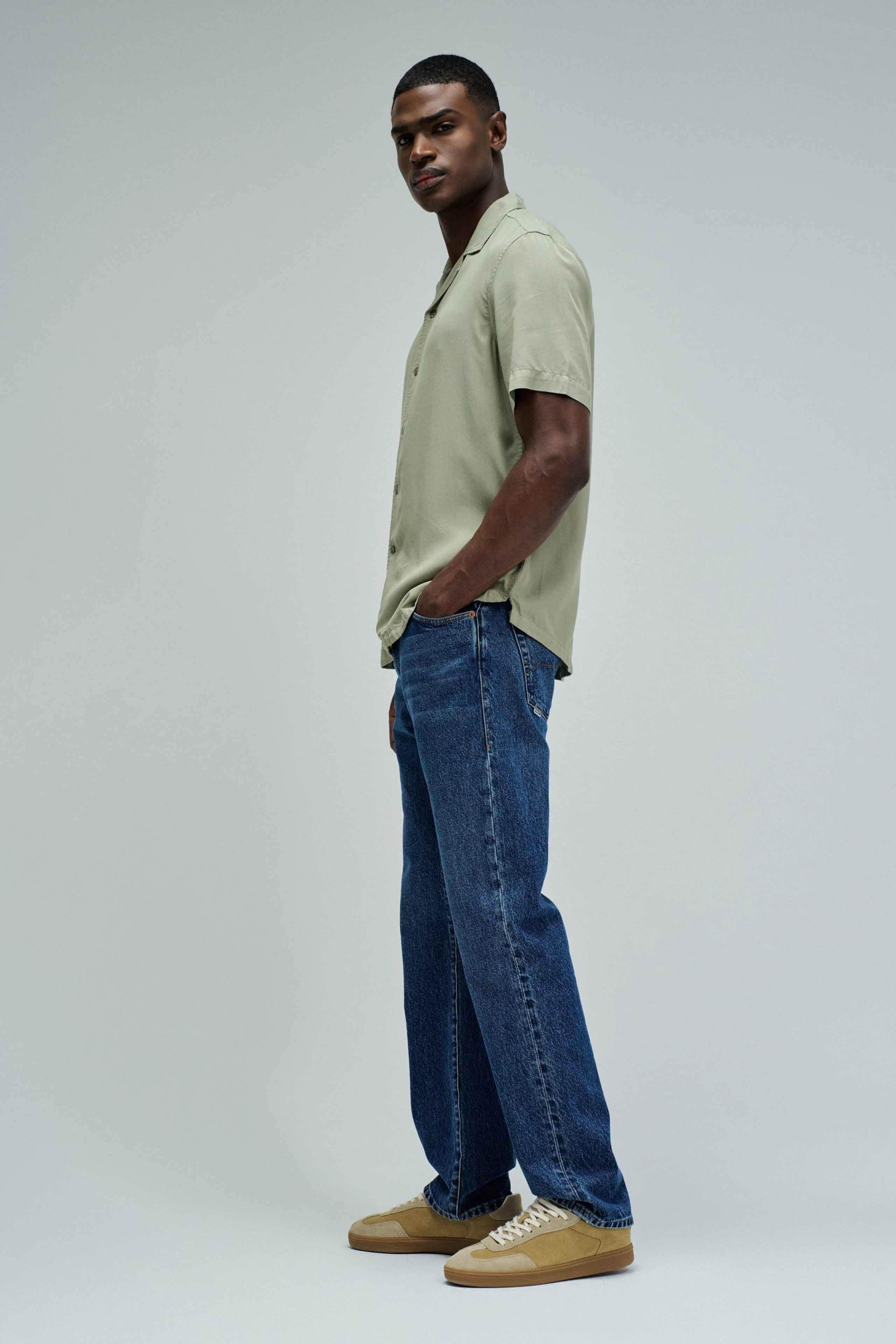Shirt Light Denim in Dark Green V1 Hemden Salsa Jeans
