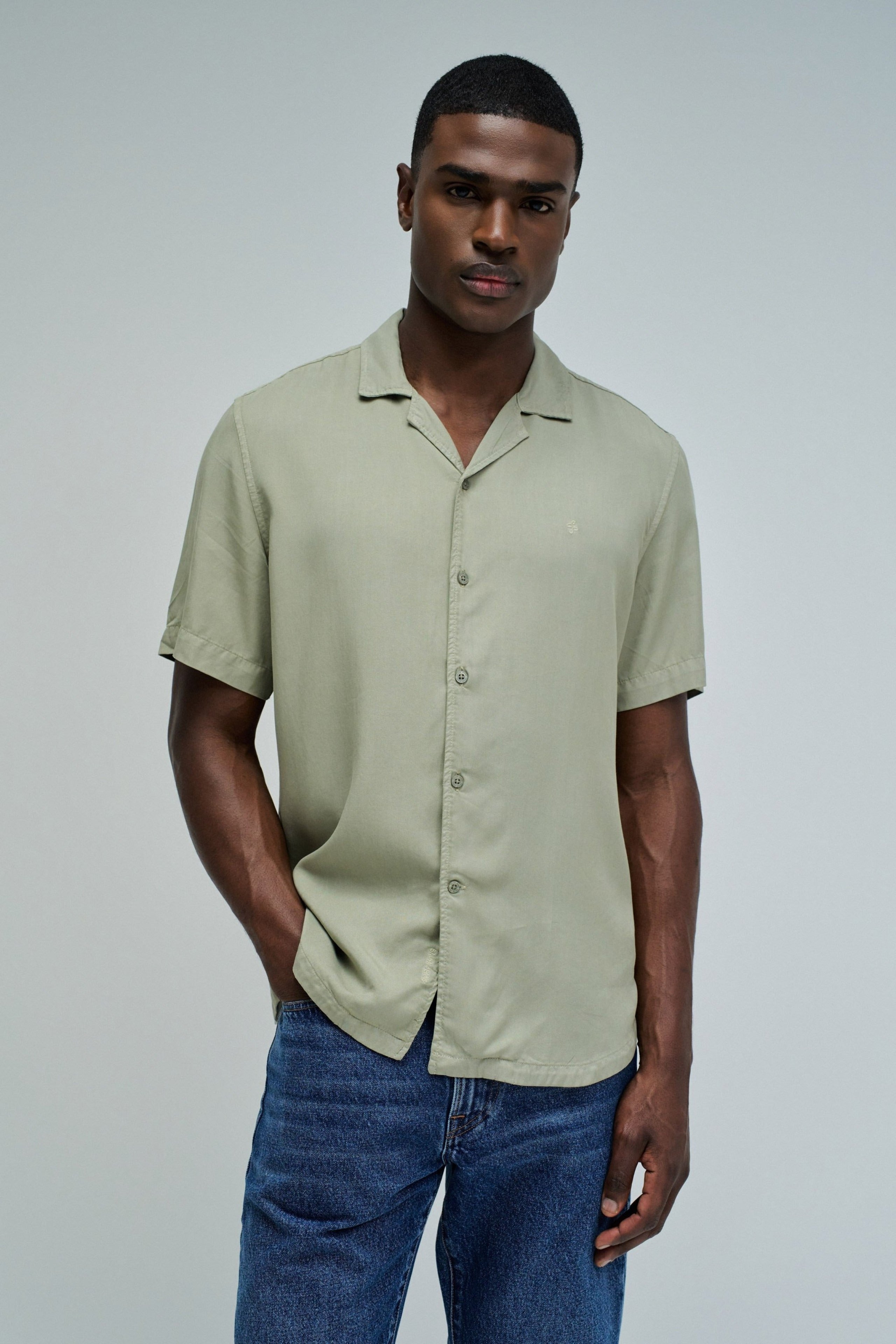 Shirt Light Denim in Dark Green V1 Hemden Salsa Jeans
