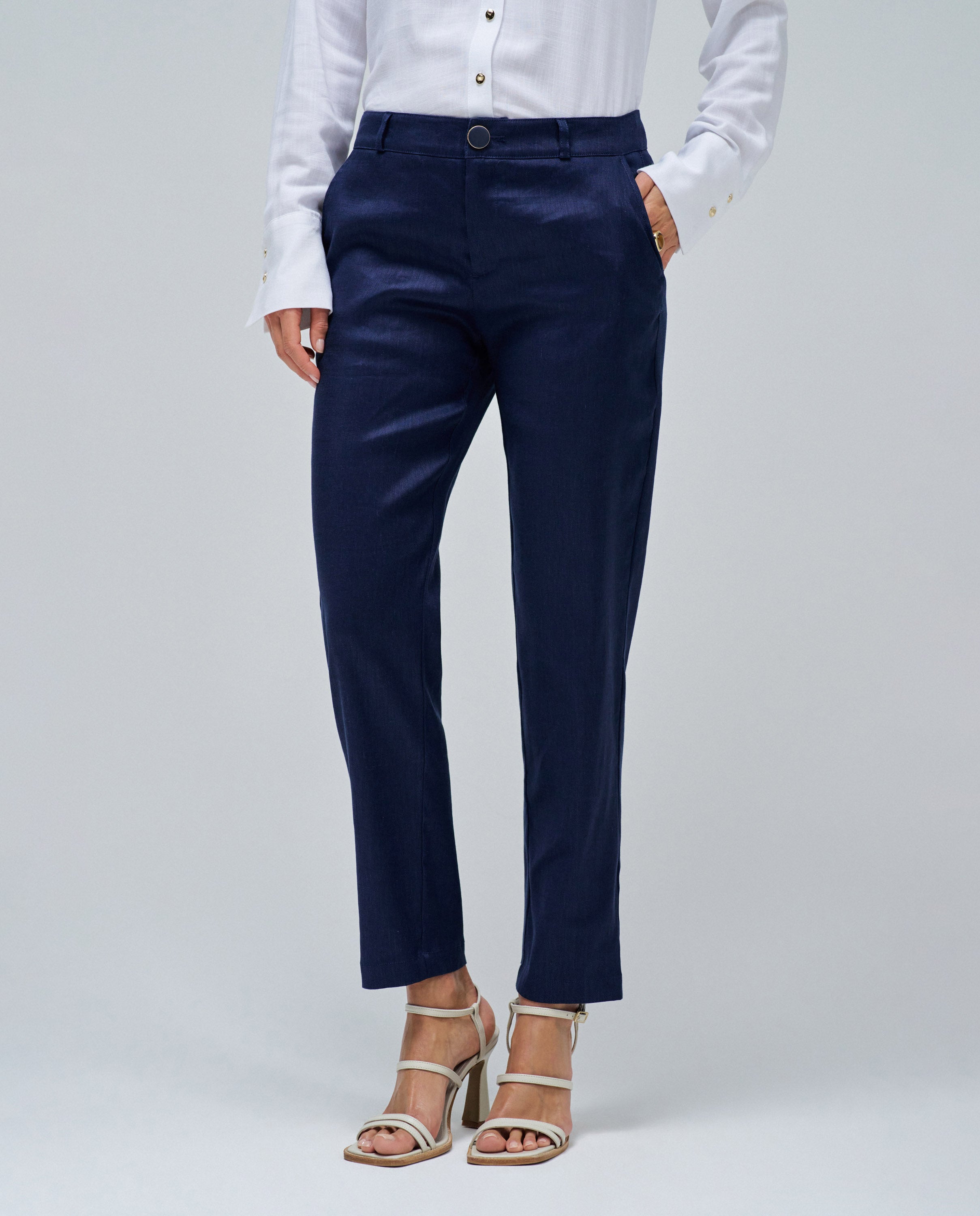 Linen Chino in Dark Blue Hosen Salsa Jeans