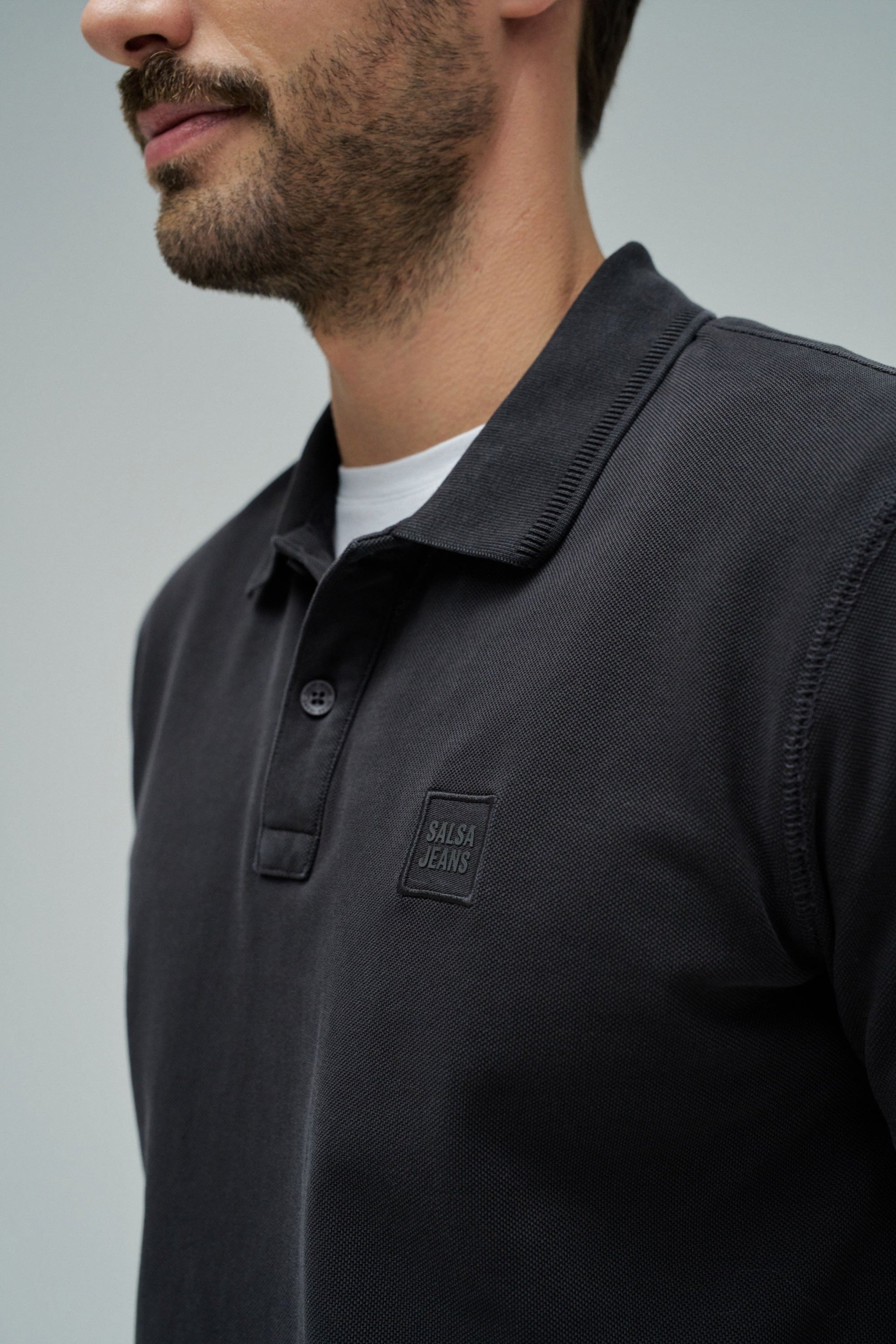 Washed Polo New Details in Dark Grey