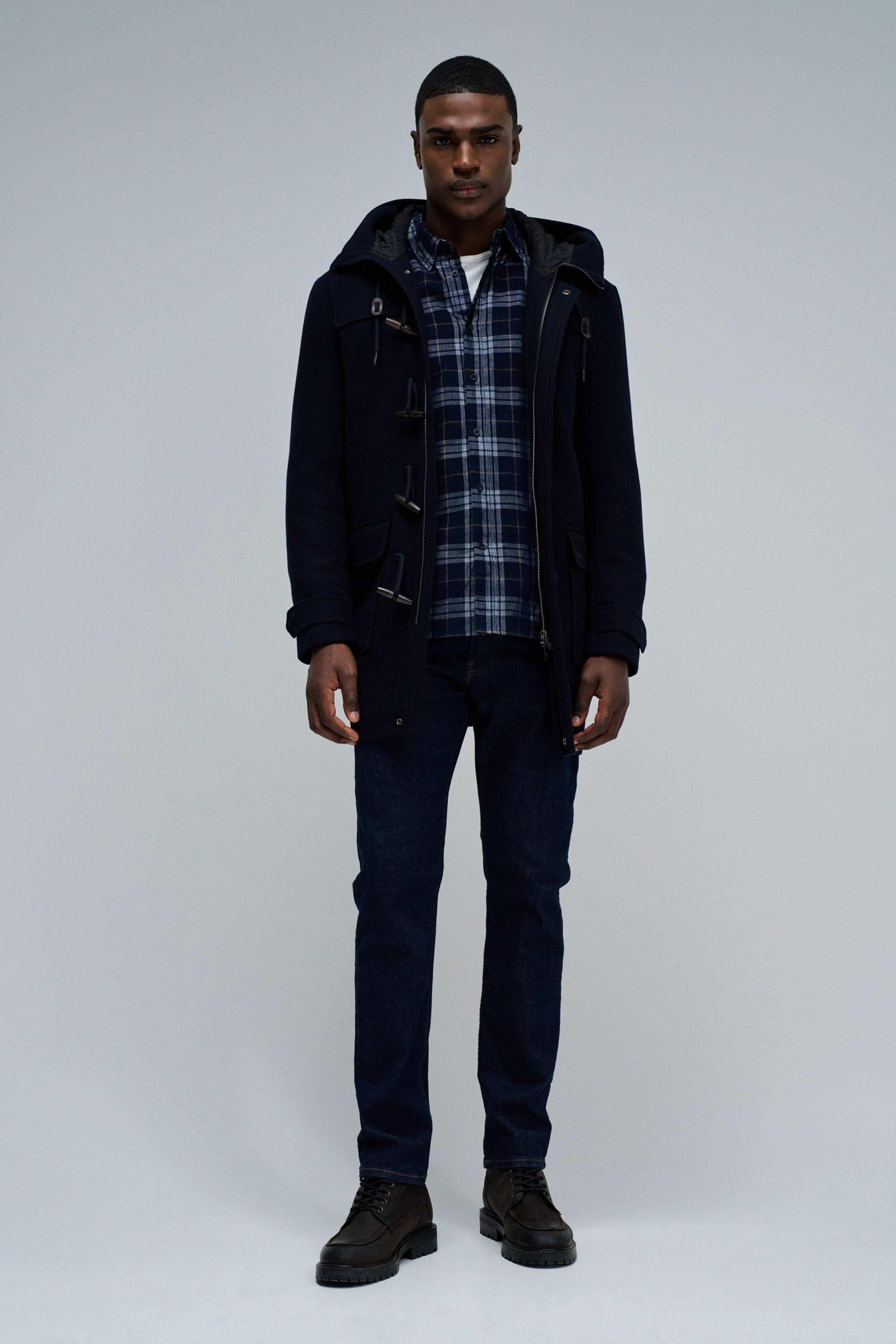 Wool Duffle Coat in Dark Blue Jacken Salsa Jeans