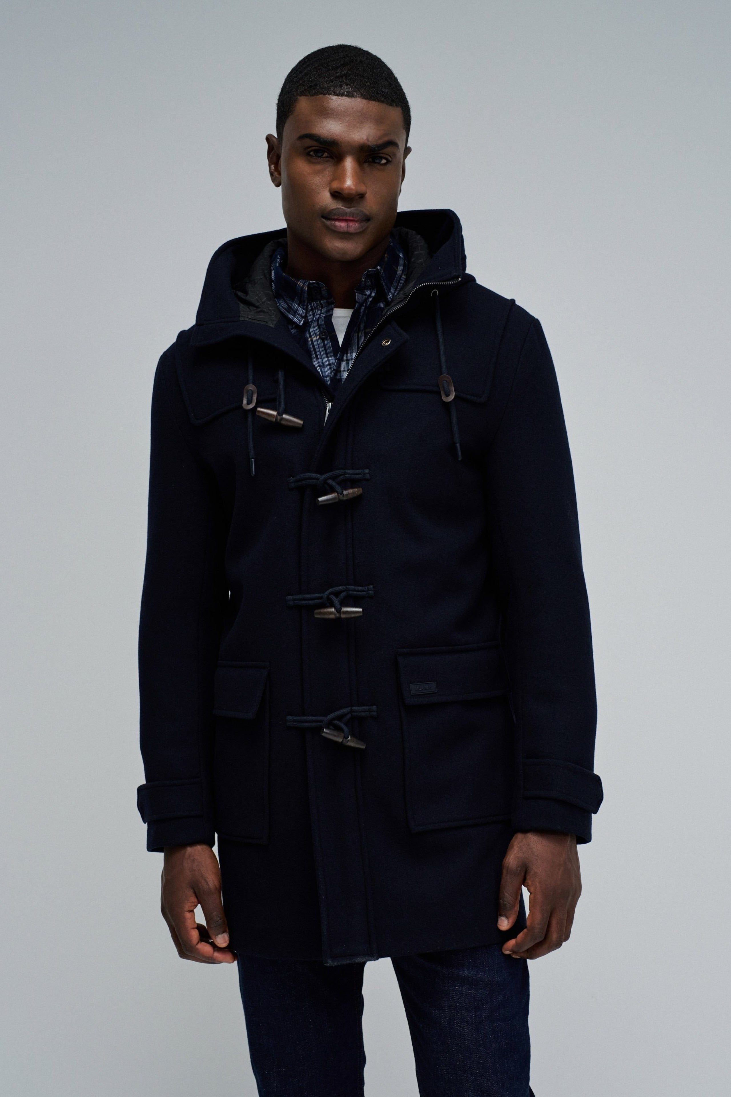 Wool Duffle Coat in Dark Blue Jacken Salsa Jeans
