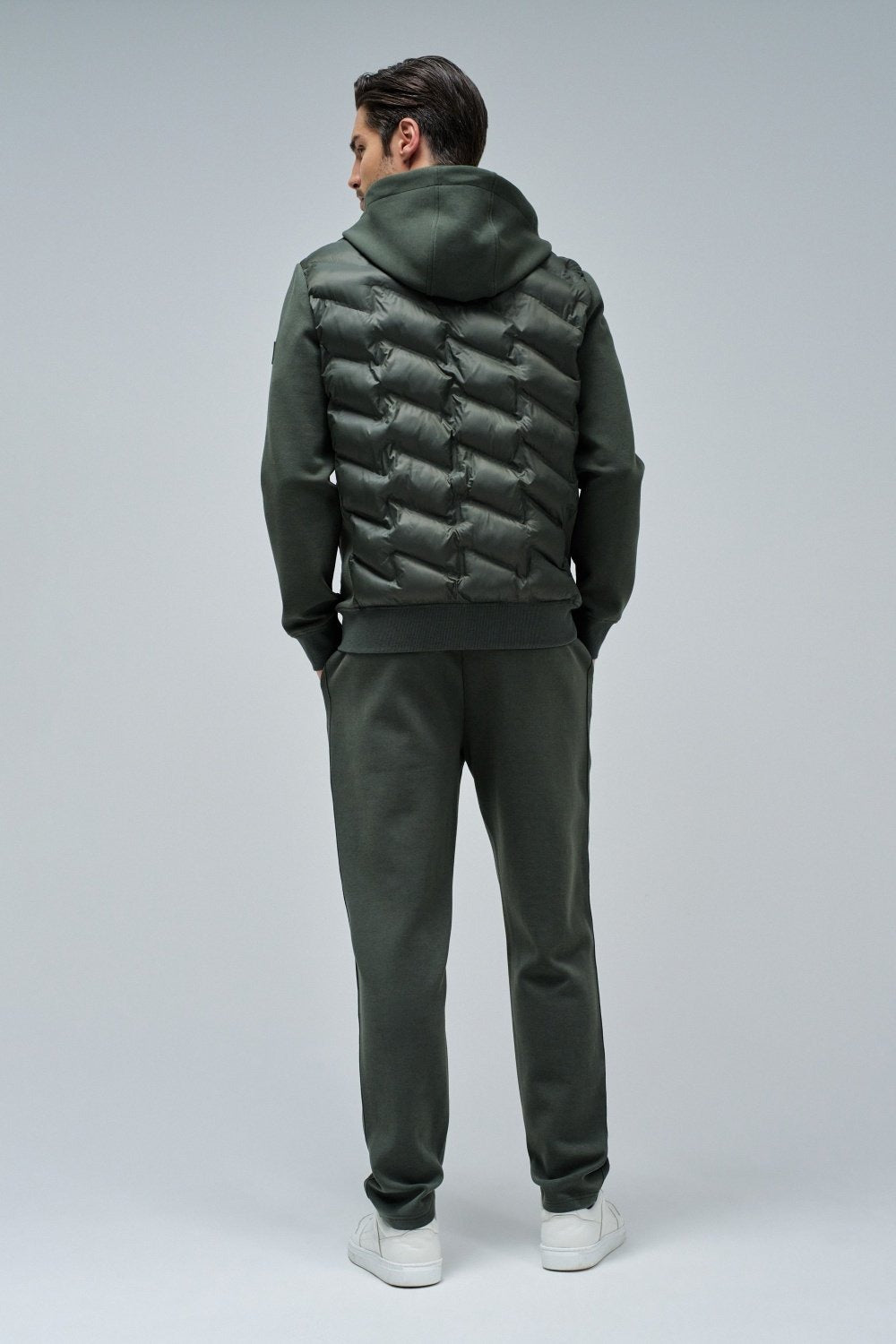Zip-Thru Padded Jumper Hoodie in Dark Green Jacken Salsa Jeans