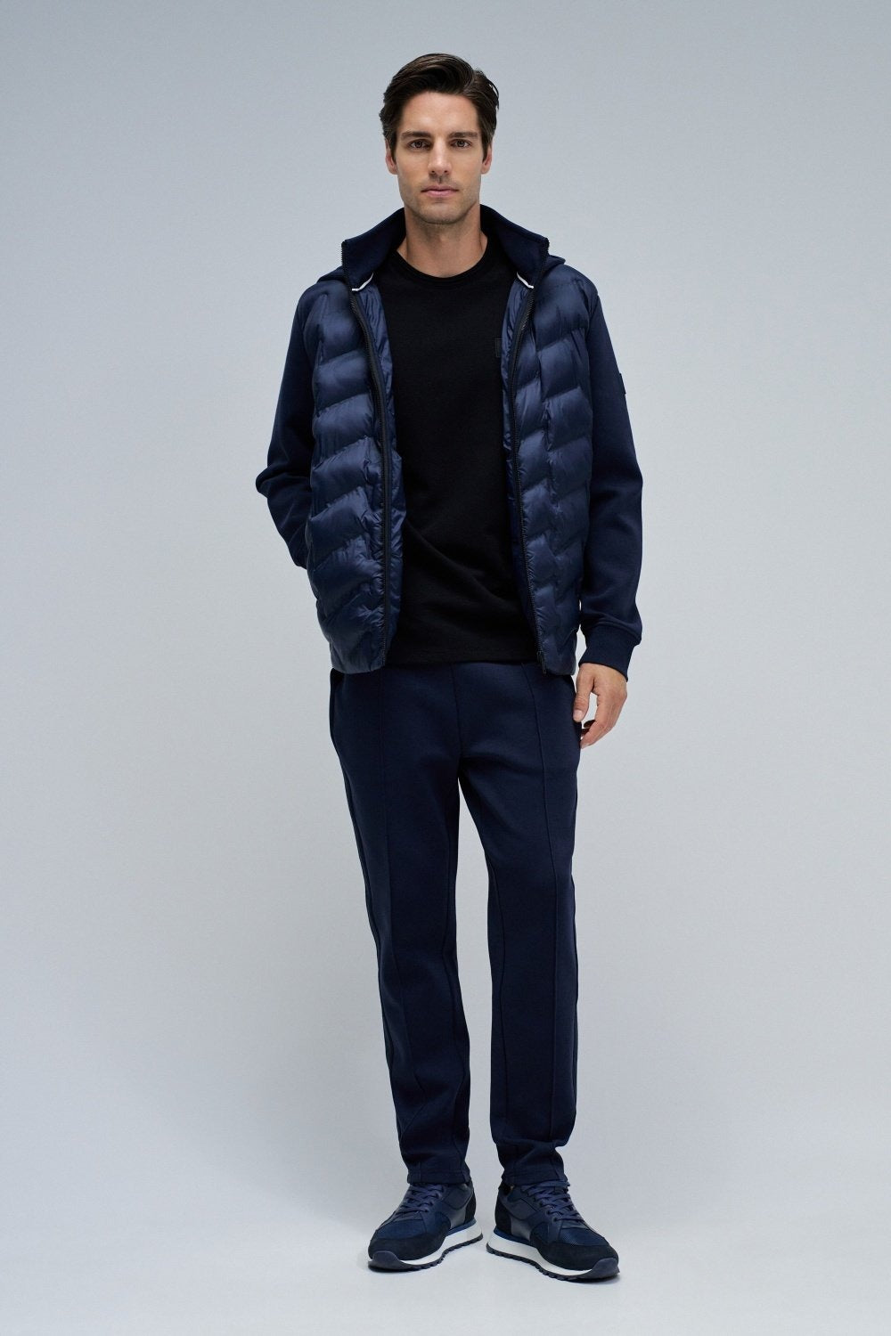 Zip-Thru Padded Jumper Hoodie in Dark Blue Jacken Salsa Jeans
