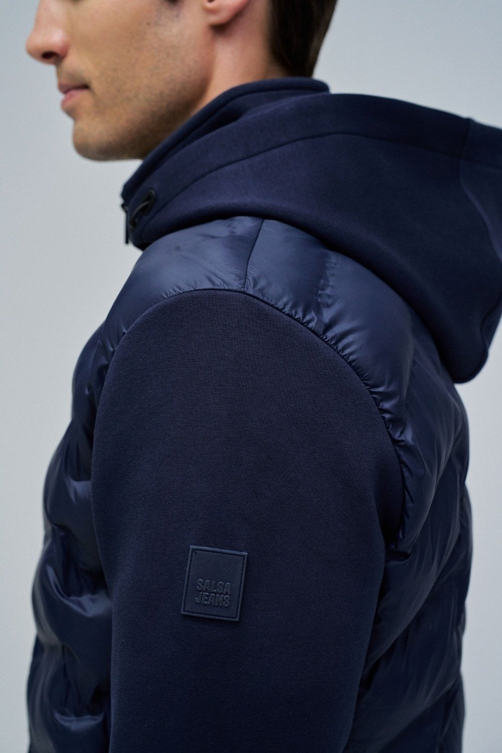 Zip-Thru Padded Jumper Hoodie in Dark Blue Jacken Salsa Jeans