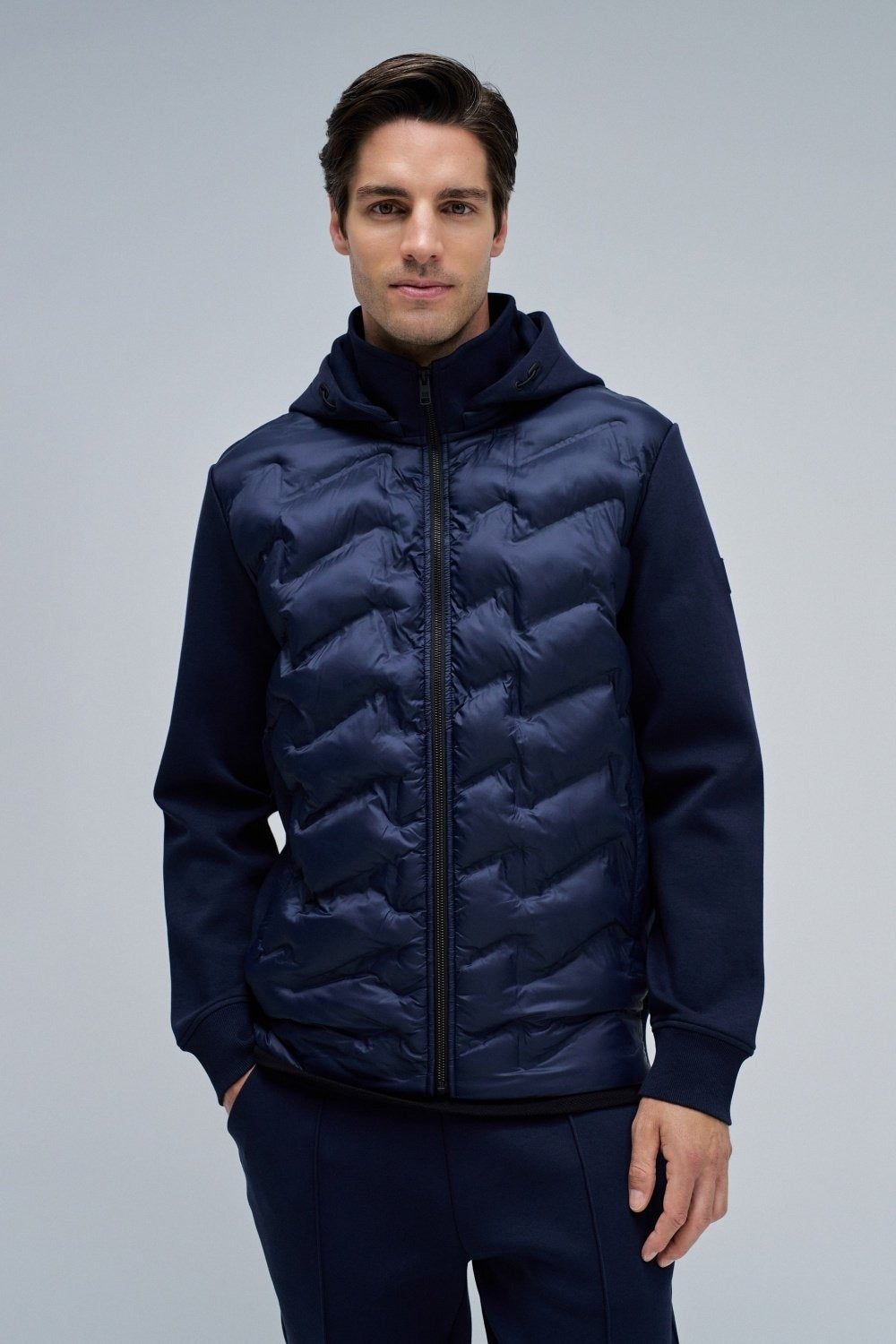 Zip-Thru Padded Jumper Hoodie in Dark Blue Jacken Salsa Jeans