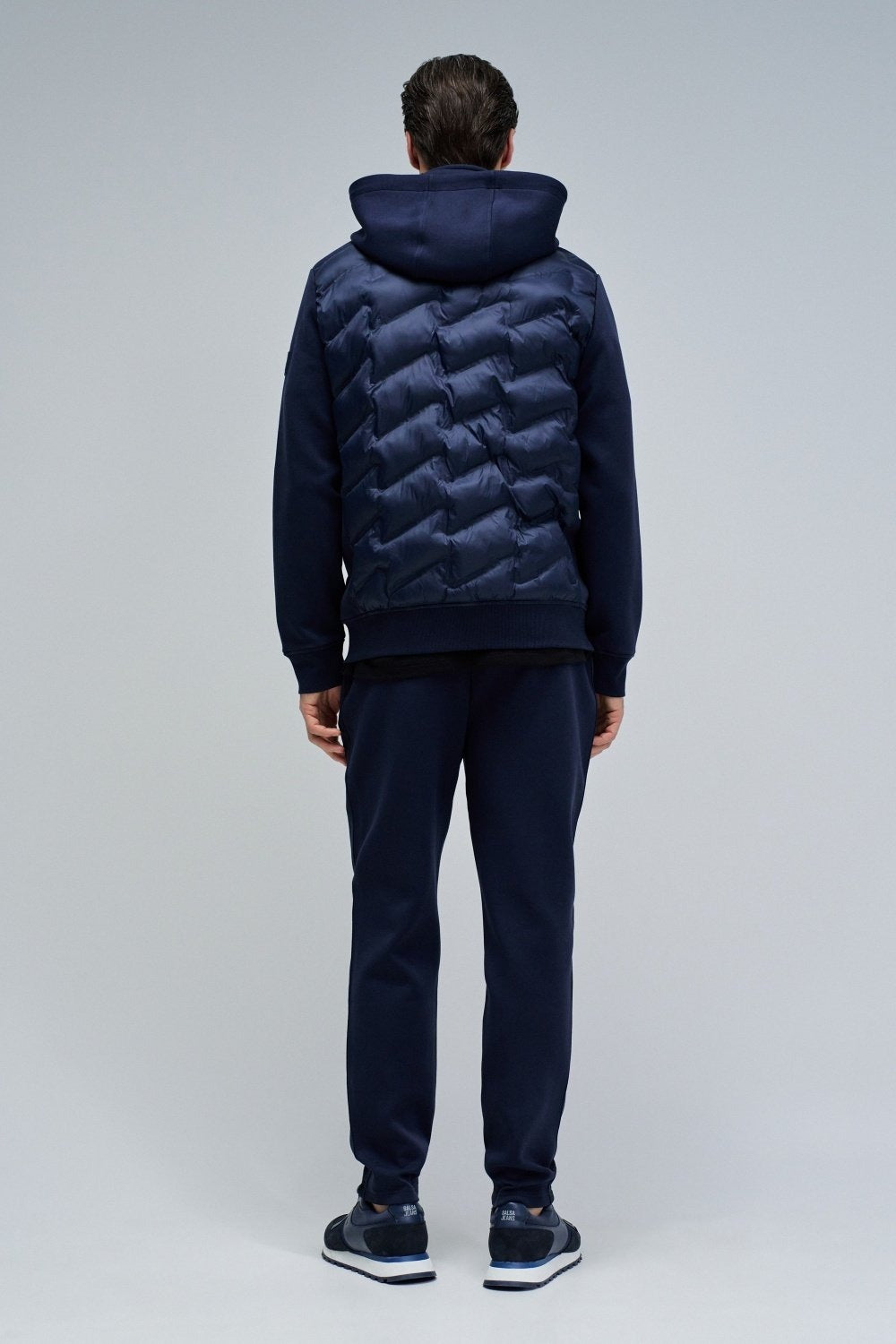 Zip-Thru Padded Jumper Hoodie in Dark Blue Jacken Salsa Jeans