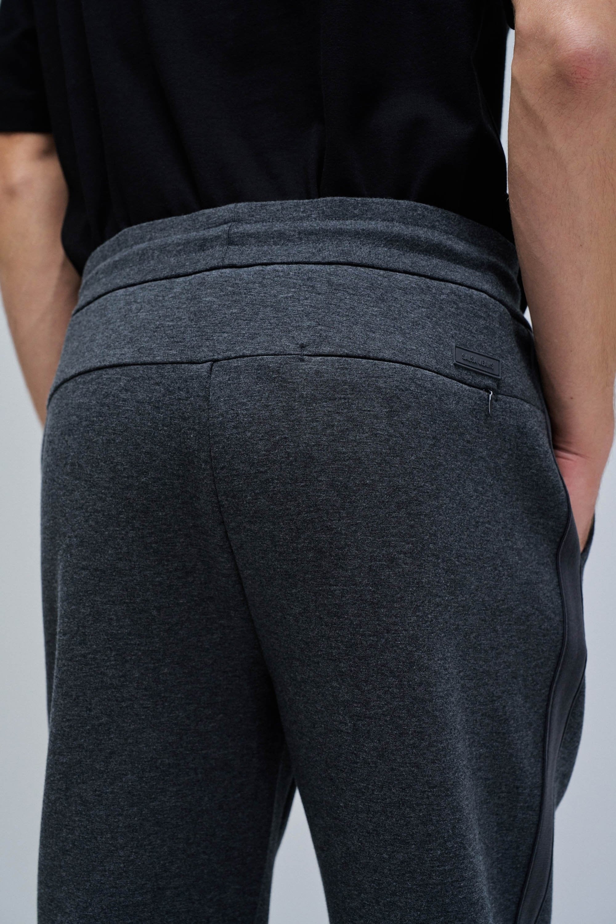 Scuba Interlock Joggers Mix Materials in Dark Grey