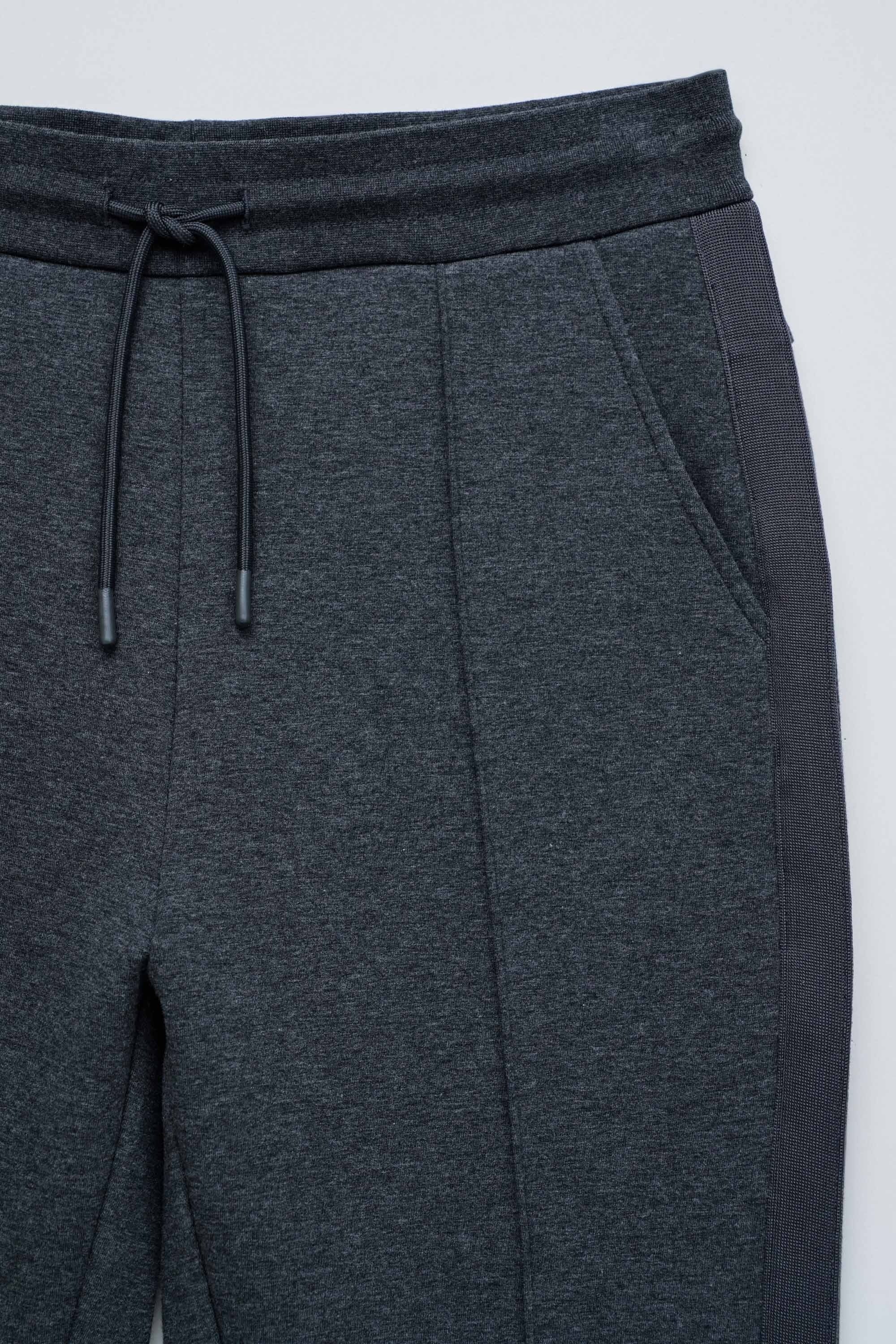 Scuba Interlock Joggers Mix Materials in Dark Grey
